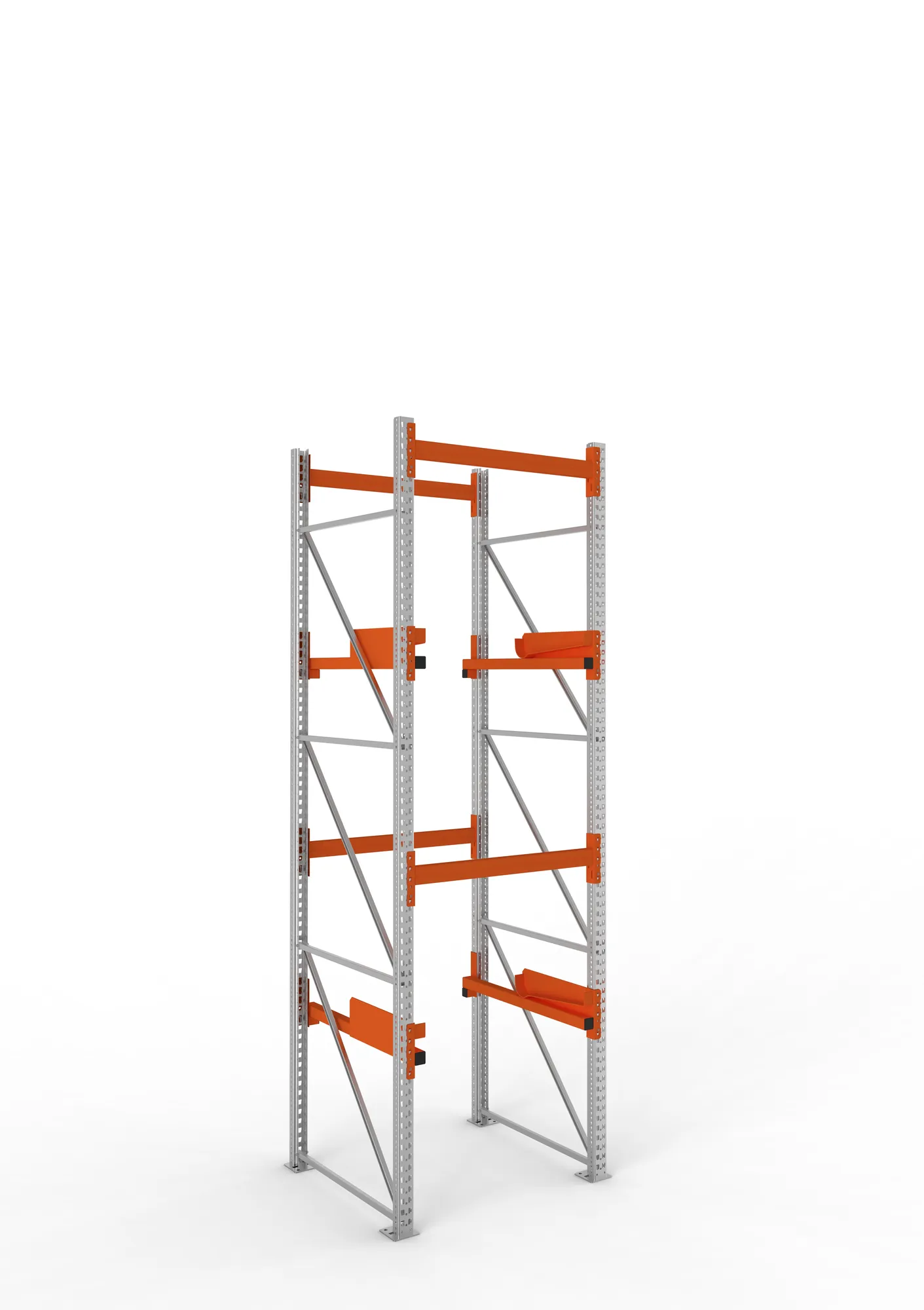 META MULTIPAL, Kabeltrommelregal, Grundregal, 3800 x 1100 x 1100 mm, Feldlast 4000 kg, 2 Ebenen, Typ 2, RAL 5010 – Ansicht in Blickhöhe