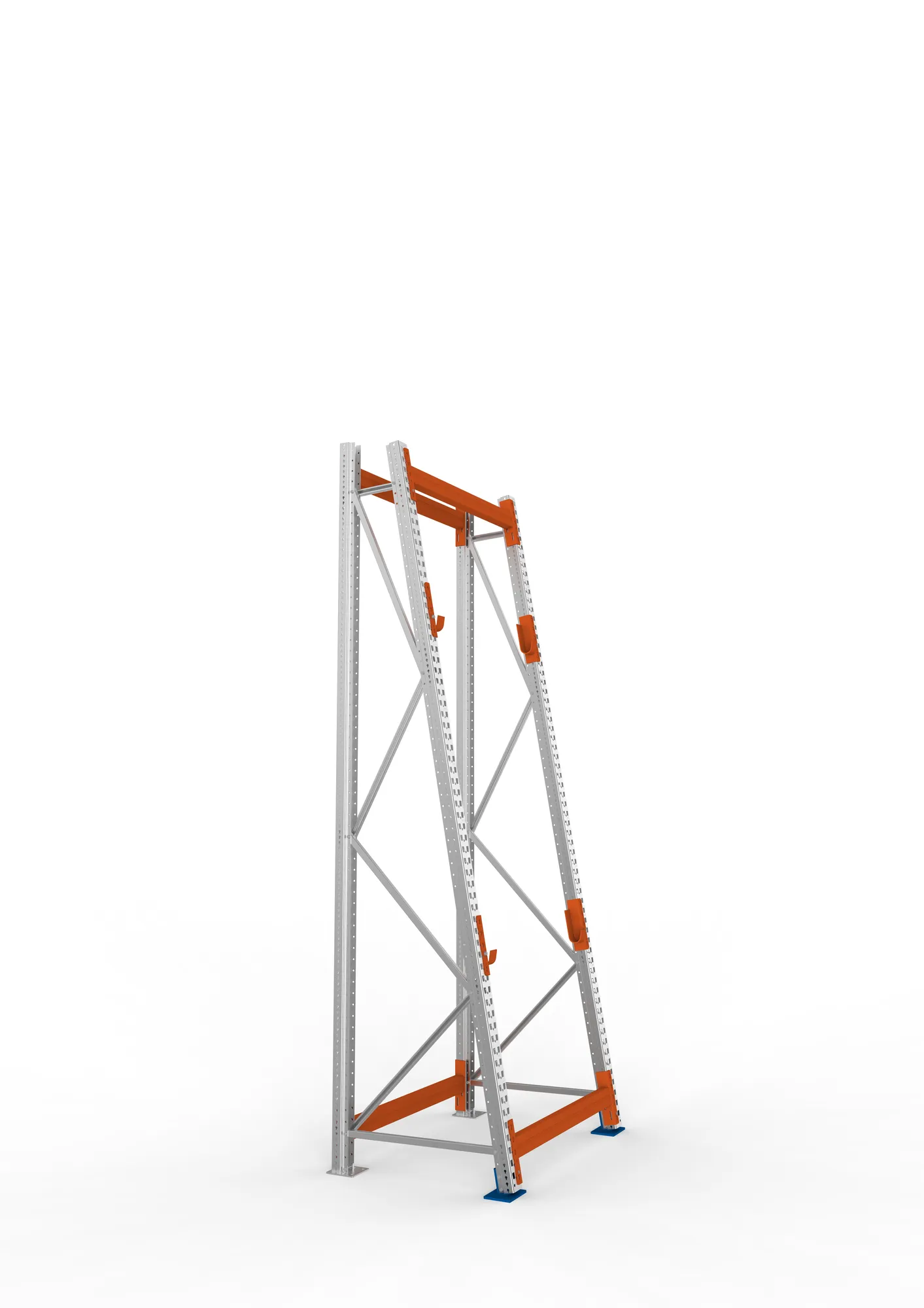 META MULTIPAL, Kabeltrommelregal, Grundregal, 3300 x 1100 x 900 mm, Feldlast 1500 kg, 2 Ebenen, Typ 3/A-Ständer, verzinkt – Seitenansicht