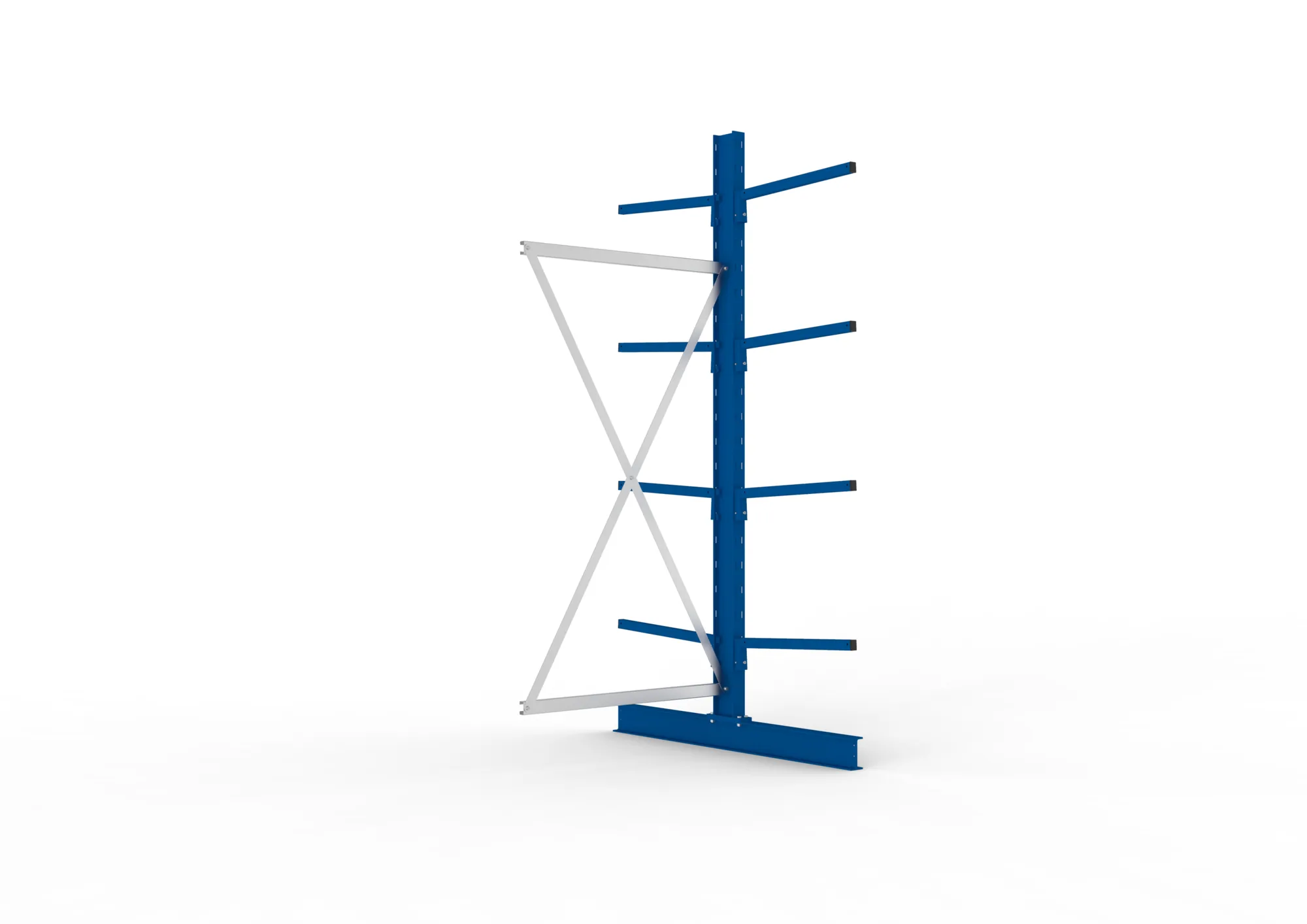 META MULTISTRONG L, Kragarmregal, Anbauregal, 2500 x 1000 x 600 mm, Armlast 140 kg, doppelseitig, 4+1 Ebenen – Ansicht in Blickhöhe