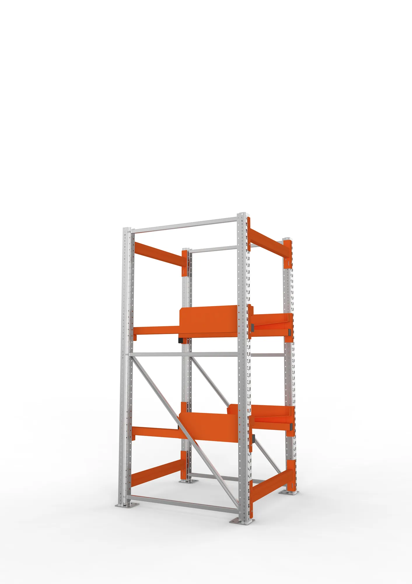 META MULTIPAL, Kabeltrommelregal, Grundregal, 2200 x 900 x 1100 mm, Feldlast 4000 kg, 2 Ebenen, Typ 2, verzinkt – Seitenansicht