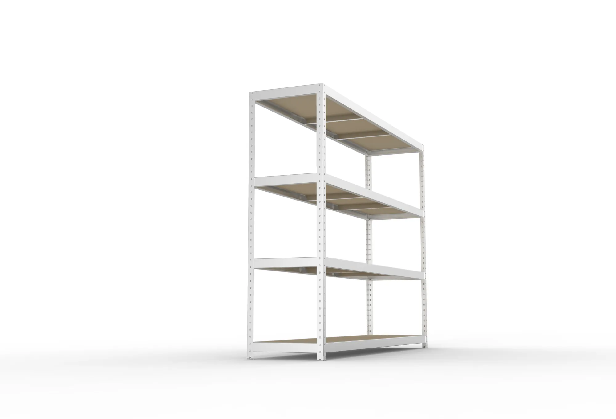 META SPEED-RACK, Weitspannregal, 1970 x 2500 x 600 mm, Fachlast 400 kg, Spanplattenböden, 4 Ebenen – Seitenansicht