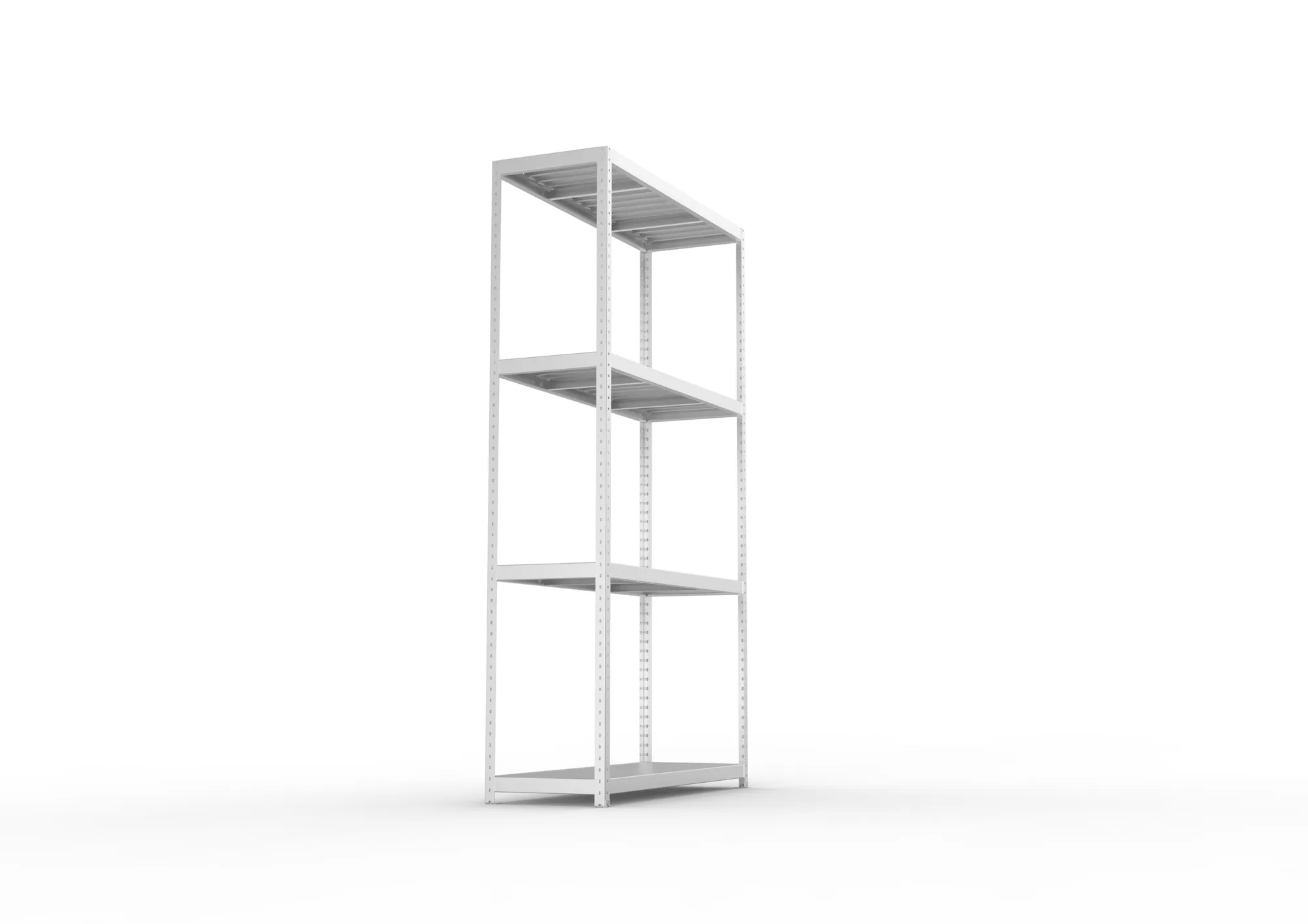 META SPEED-RACK, Weitspannregal, 2970 x 1700 x 600 mm, Fachlast 500 kg, Stahlpaneelböden, 4 Ebenen – Seitenansicht
