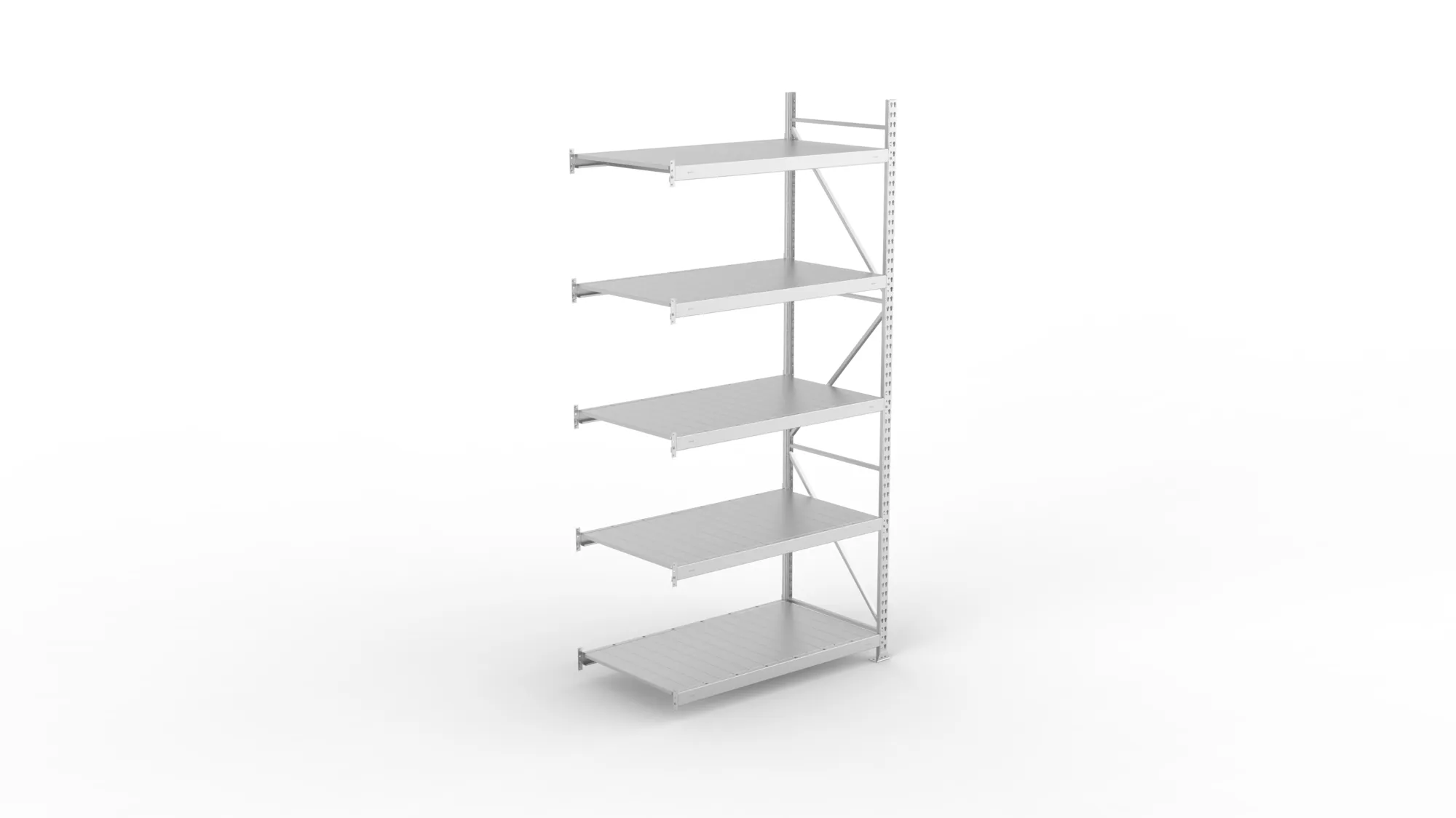 META MINI-RACK, Weitspannregal, Anbauregal, 3000 x 1400 x 800 mm, Fachlast 600 kg, Stahlpaneelböden, 5 Ebenen – Ansicht von oben