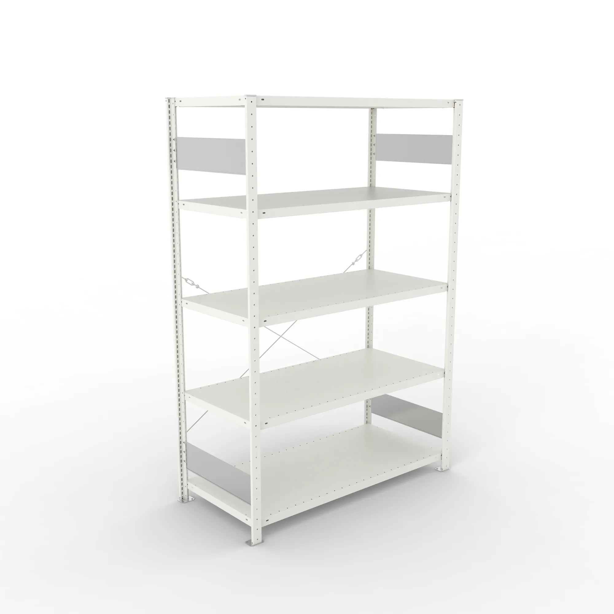 META CLIP S3, Fachbodenregal, Grundregal, 2000 x 1300 x 600 mm, Fachlast 150 kg, 5 Ebenen, RAL 7035 – Ansicht von oben