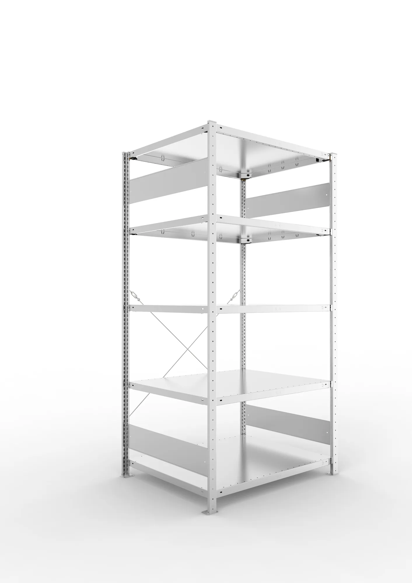 META CLIP S3, Fachbodenregal, Grundregal, 2000 x 1000 x 800 mm, Fachlast 230 kg, 5 Ebenen, verzinkt – Ansicht in Blickhöhe