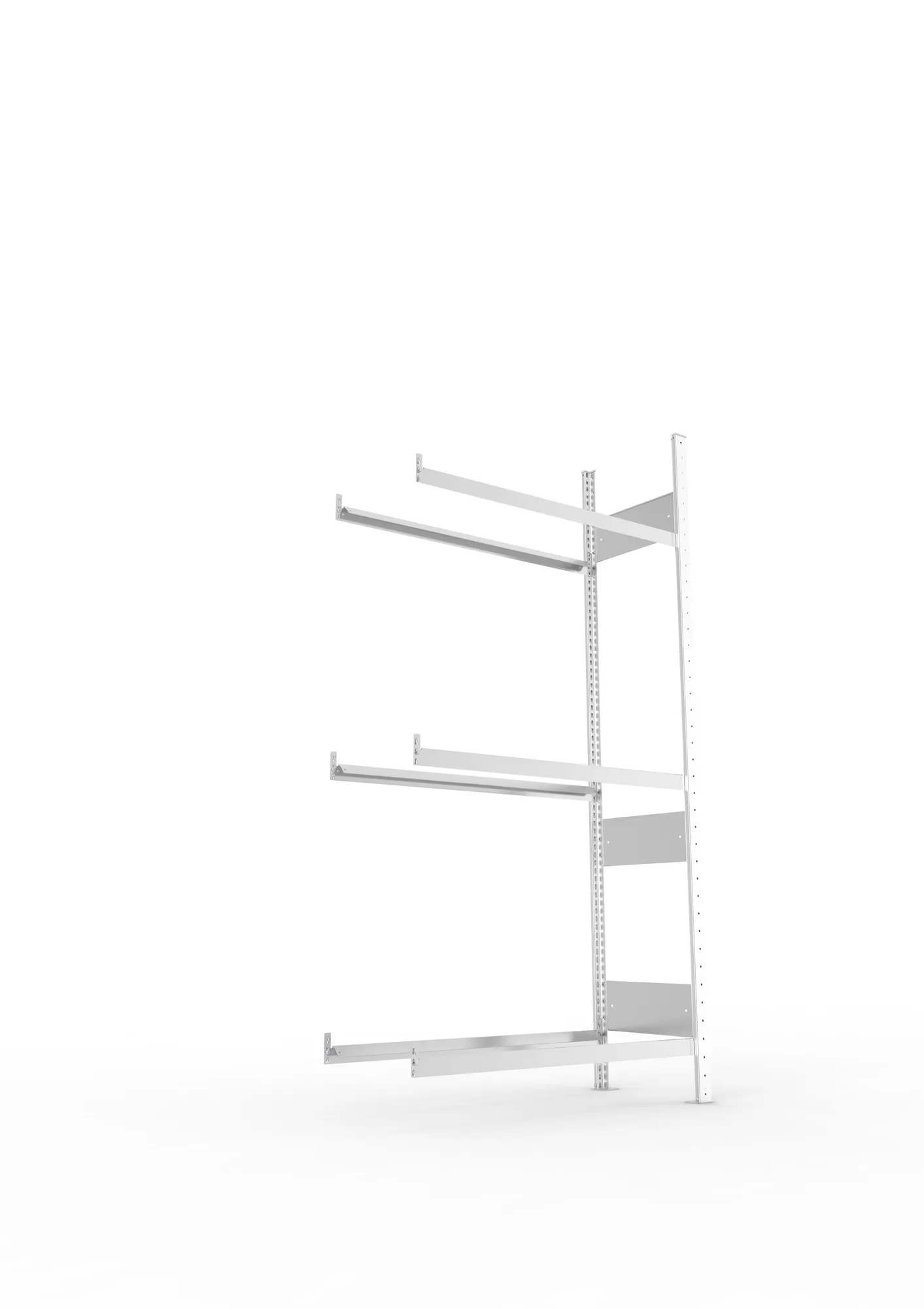 META CLIP S3, Reifenregal, Anbauregal, 2000 x 1000 x 400 mm, Fachlast 150 kg, 3 Ebenen, verzinkt – Ansicht von unten