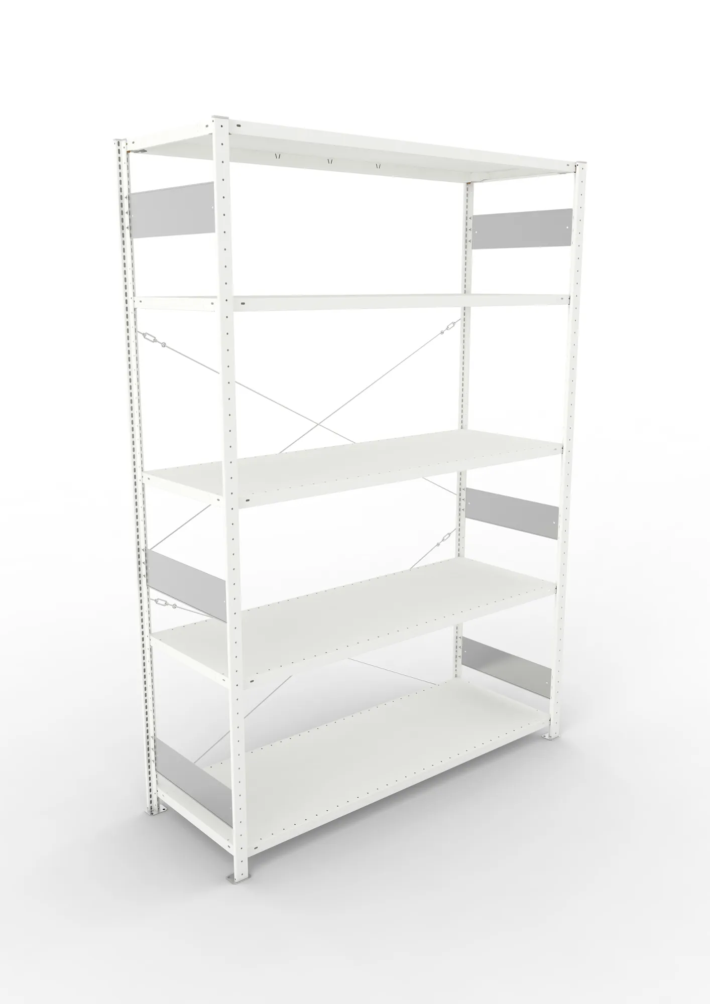 META CLIP S3, Fachbodenregal, Grundregal, 2500 x 1700 x 600 mm, Fachlast 200 kg, 5 Ebenen, RAL 7035 – Ansicht von oben