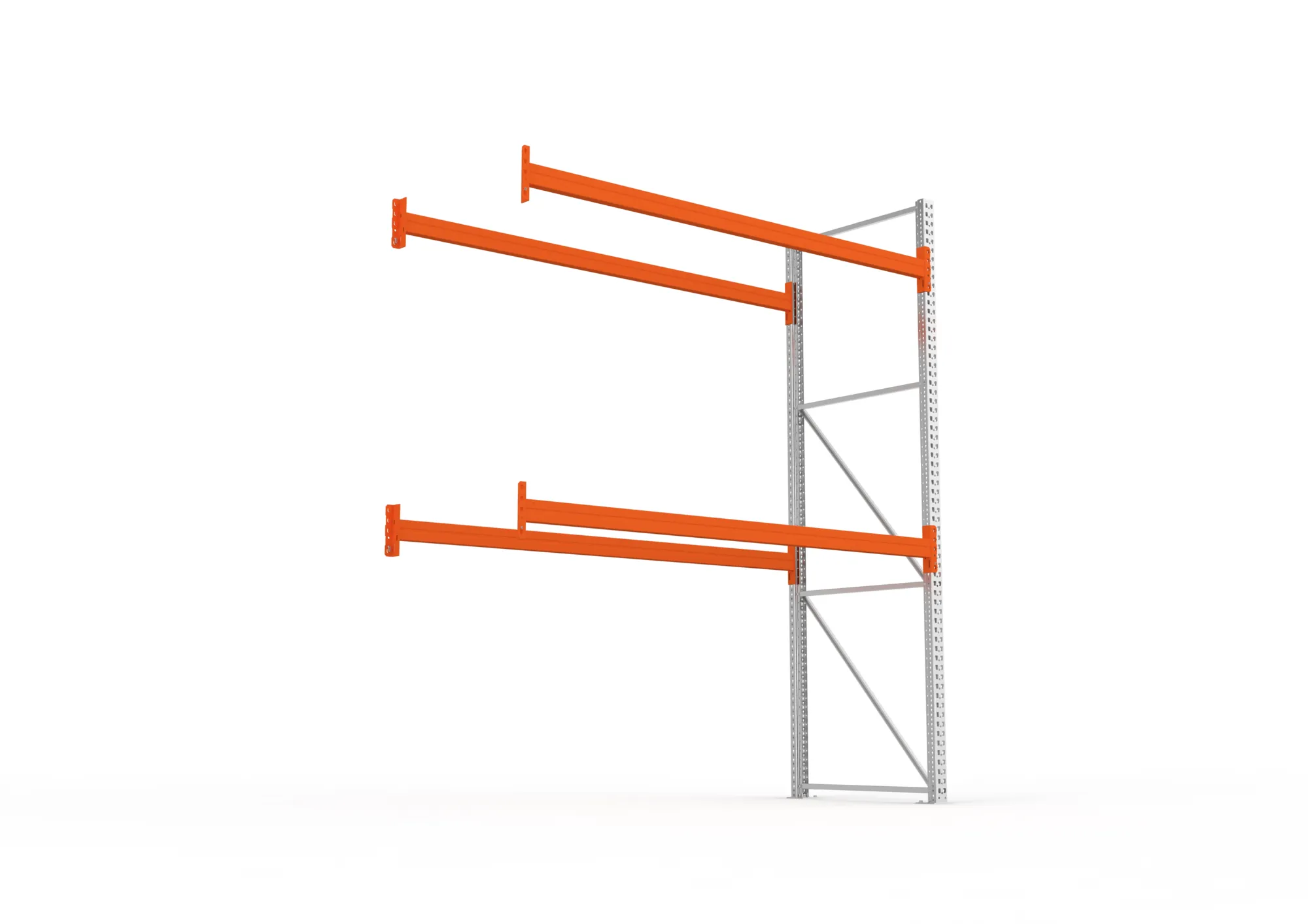 META MULTIPAL, Palettenregal, Anbauregal, 3300 x 2700 x 1100 mm, Fachlast 780 kg, 3 Ebenen, 9 Paletten, verzinkt – Ansicht von unten