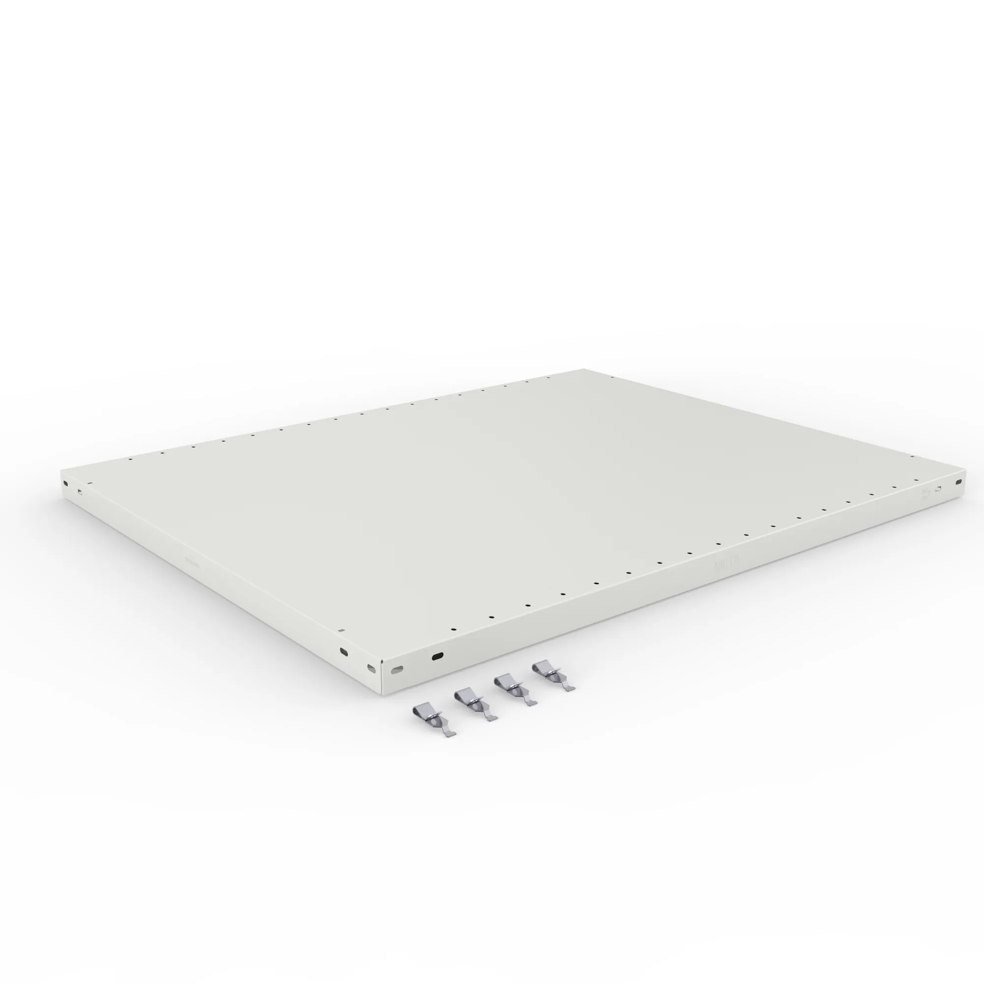META CLIP, Zusatz-Fachboden, 1000 x 800 mm, 230 kg, RAL 7035 – Ansicht in Blickhöhe