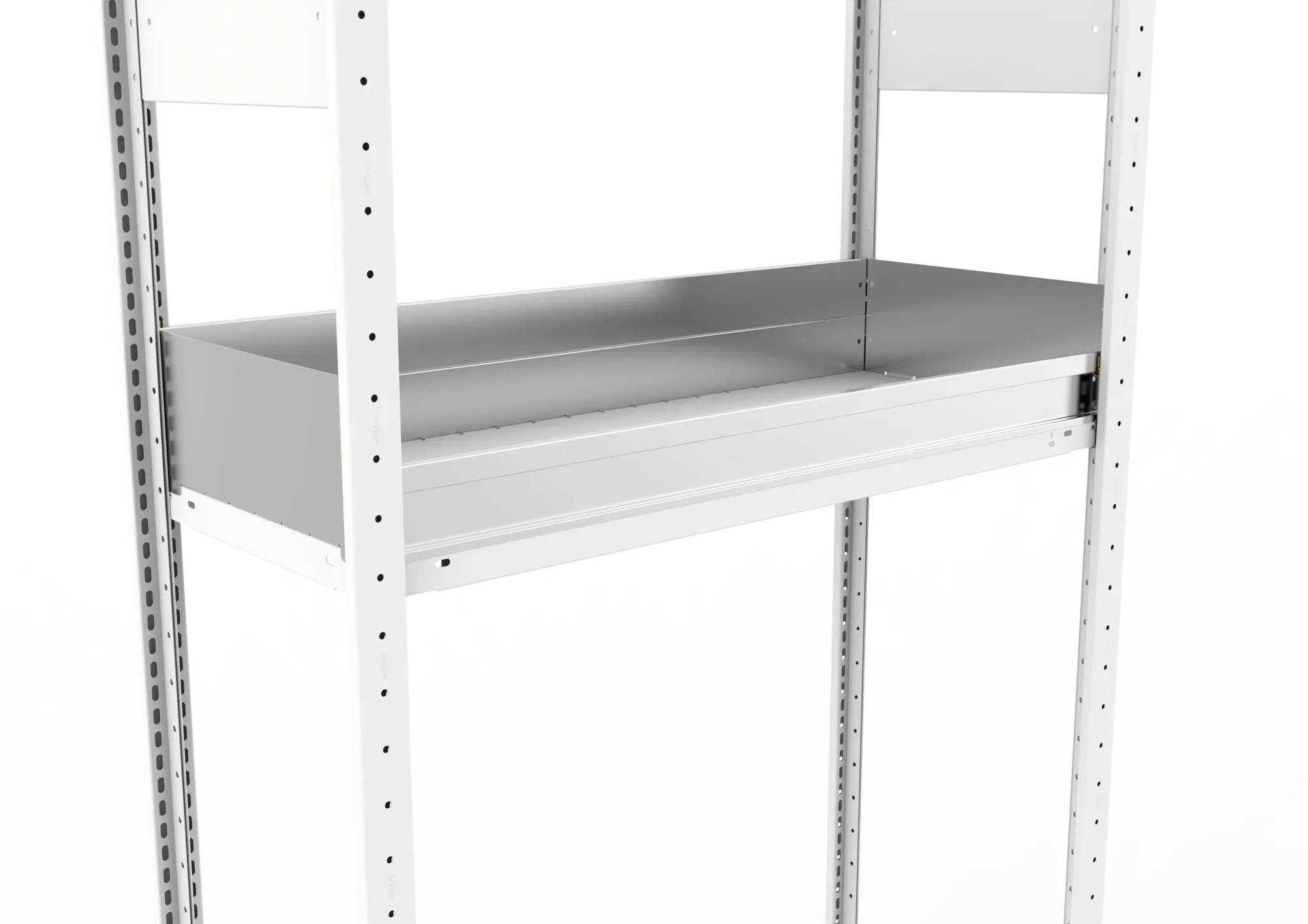 META CLIP, Schüttgutmulde, 1000 x 300 mm, verzinkt – im eingebauten Zustand