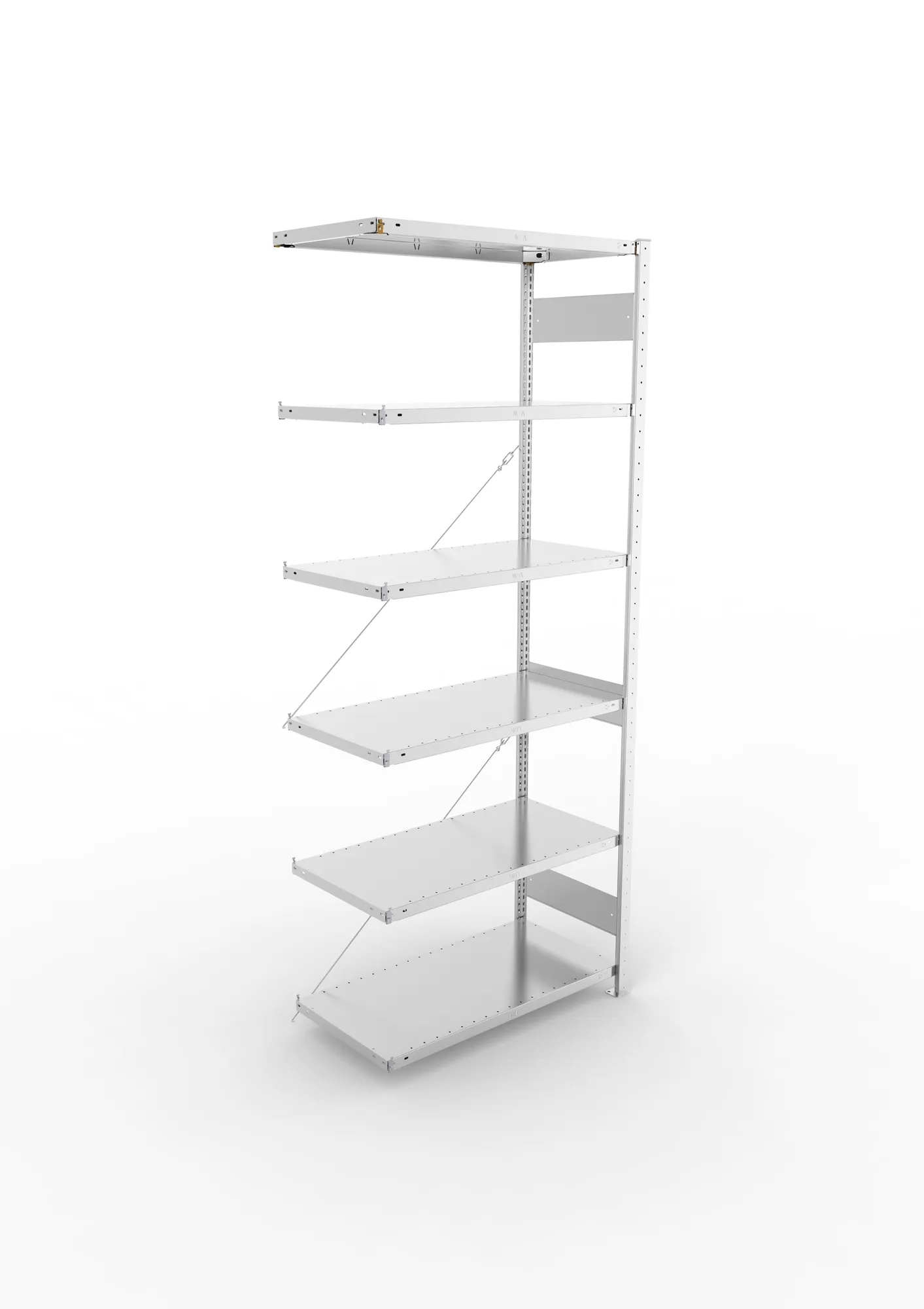 META CLIP, Fachbodenregal, Anbauregal, 2500 x 1000 x 500 mm, Fachlast 150 kg, 6 Ebenen, verzinkt – Ansicht von oben