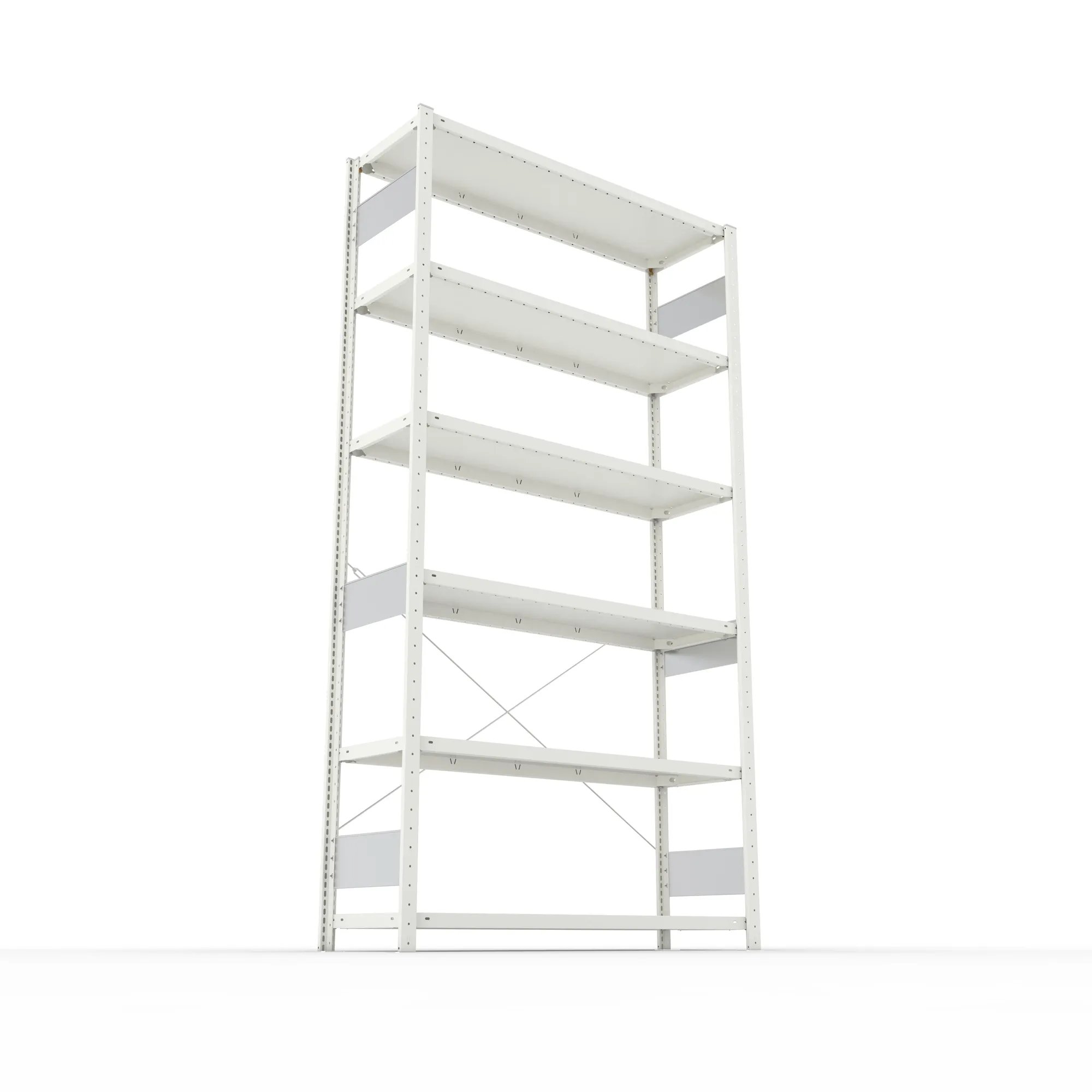 META CLIP S3, Fachbodenregal, Grundregal, 2500 x 1300 x 400 mm, Fachlast 230 kg, 6 Ebenen, RAL 7035 – Ansicht von unten