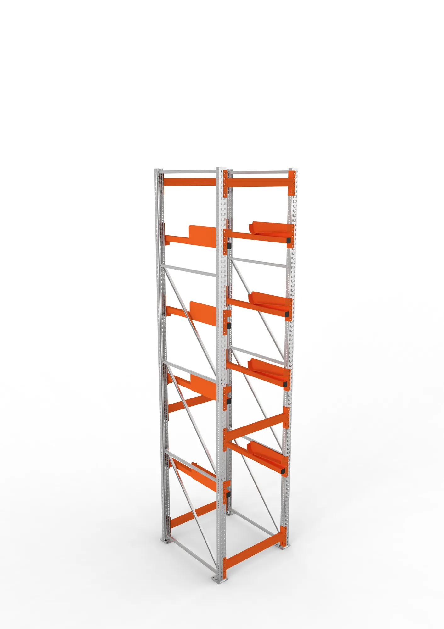 META MULTIPAL, Kabeltrommelregal, Grundregal, 4400 x 900 x 1100 mm, Feldlast 5500 kg, 4 Ebenen, Typ 2, RAL 5010 – Ansicht von oben