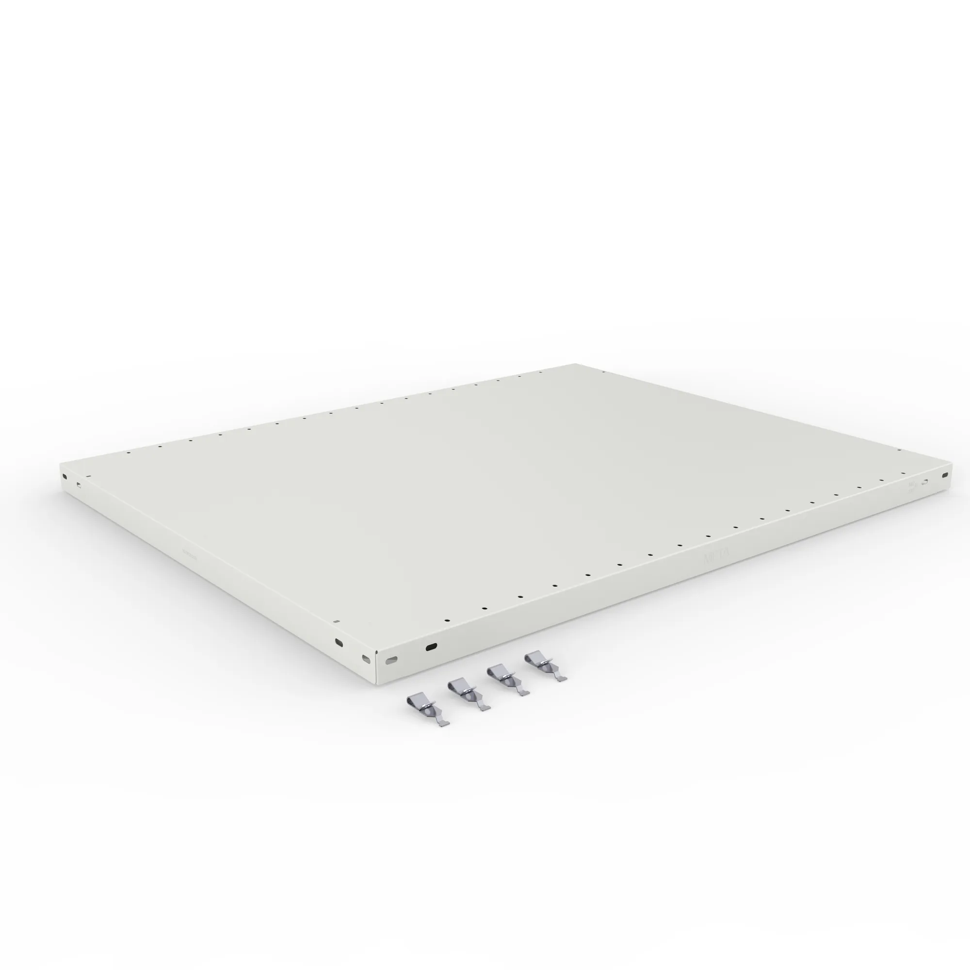 META CLIP, Zusatz-Fachboden, 1000 x 800 mm, 330 kg, RAL 7035 – Ansicht in Blickhöhe