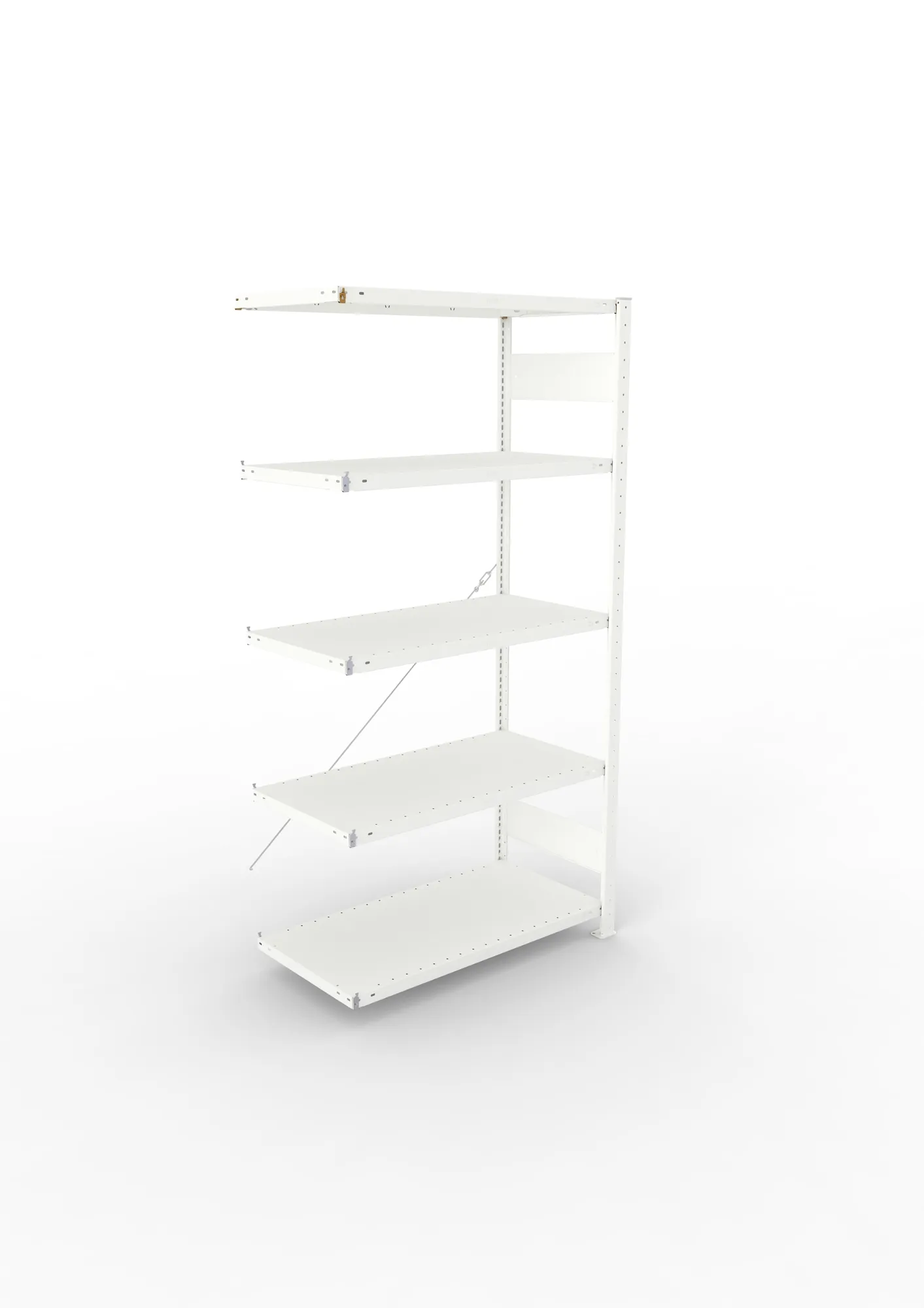 META CLIP, Fachbodenregal, Anbauregal, 2000 x 1000 x 500 mm, Fachlast 150 kg, 5 Ebenen, RAL 7035 – Ansicht von oben