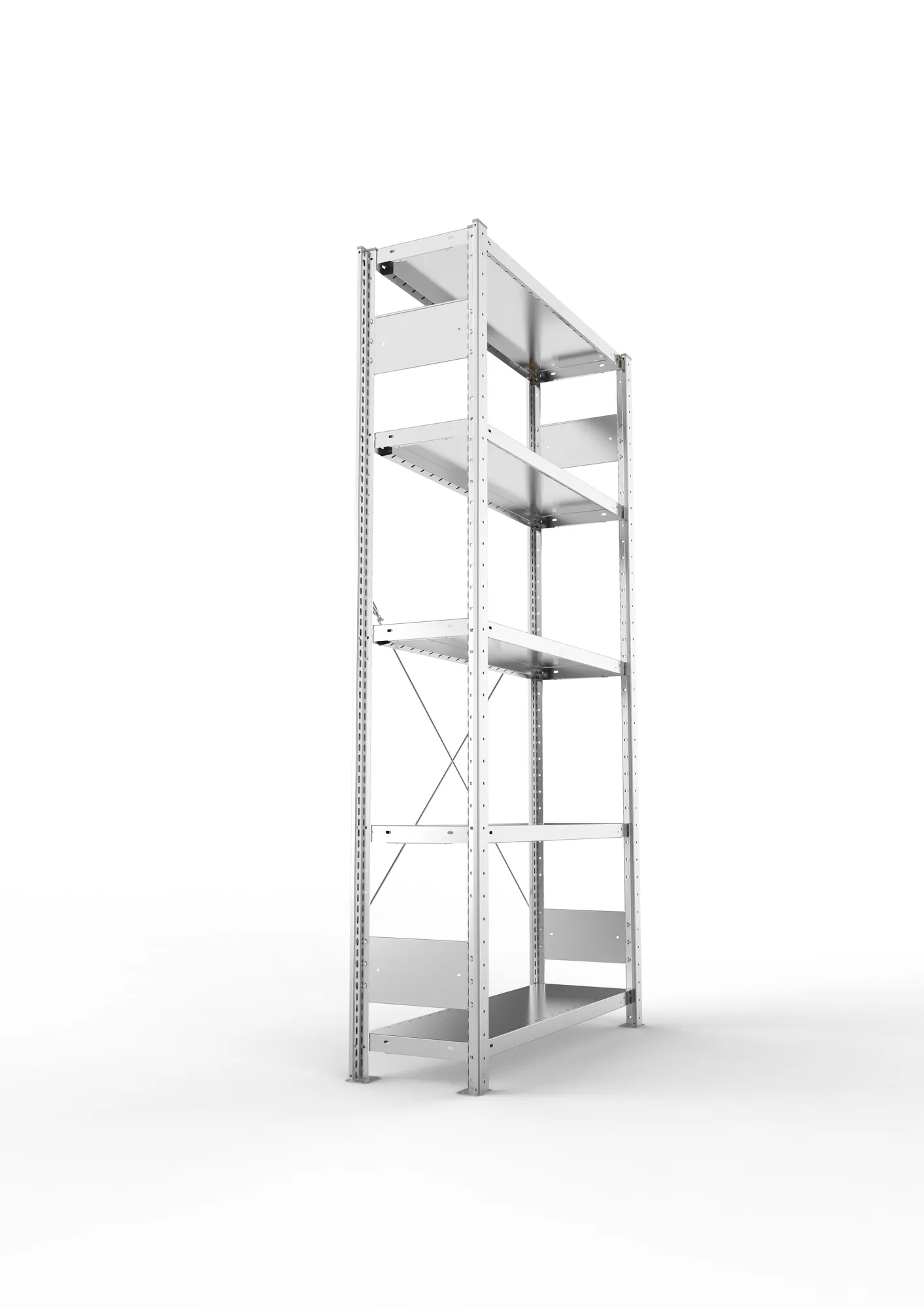 META CLIP S3, Fachbodenregal, Grundregal, 2000 x 1000 x 300 mm, Fachlast 230 kg, 5 Ebenen, verzinkt – Seitenansicht