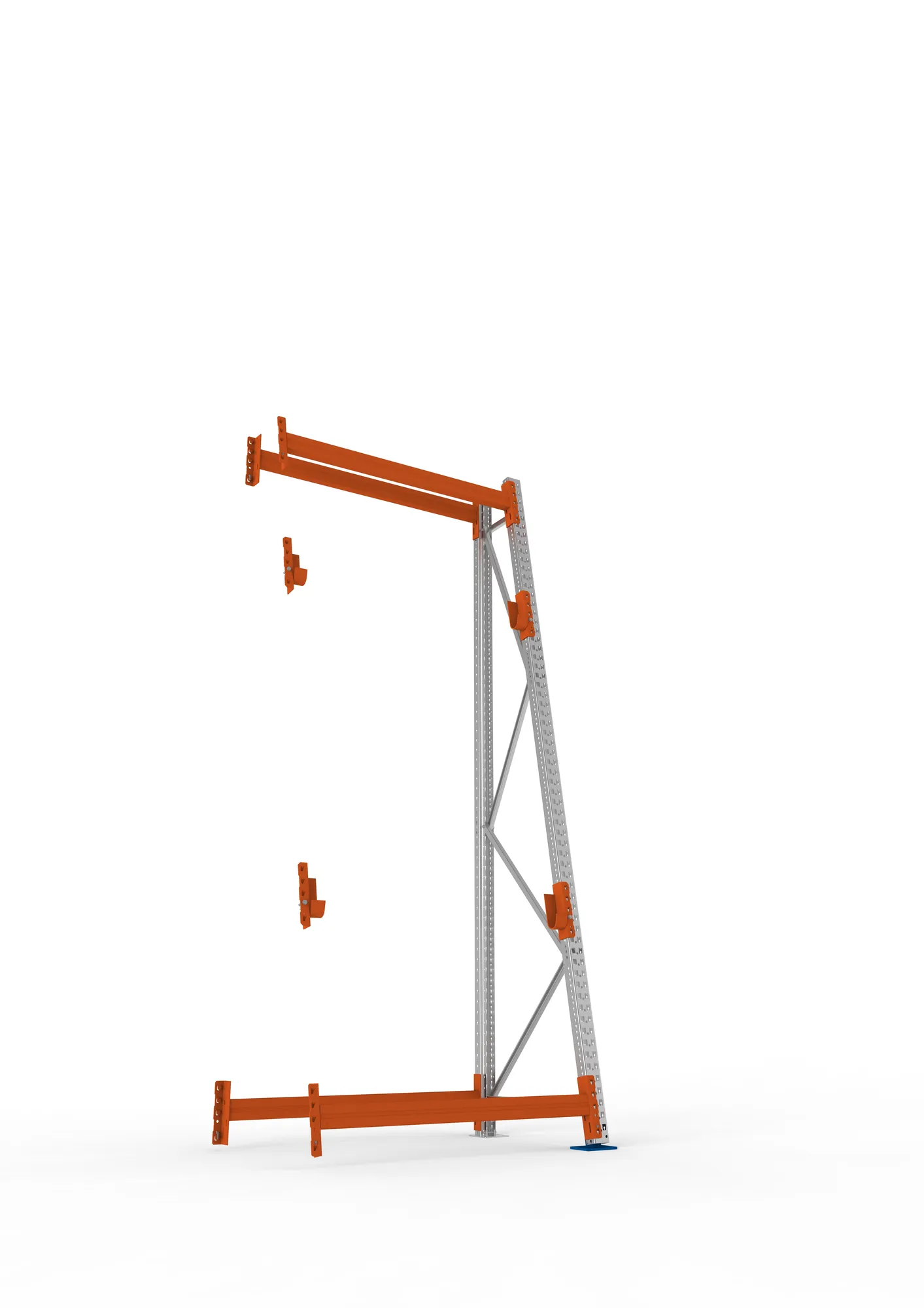 META MULTIPAL, Kabeltrommelregal, Anbauregal, 3300 x 1300 x 900 mm, Feldlast 1500 kg, 2 Ebenen, Typ 3/A-Ständer, verzinkt – Ansicht von unten