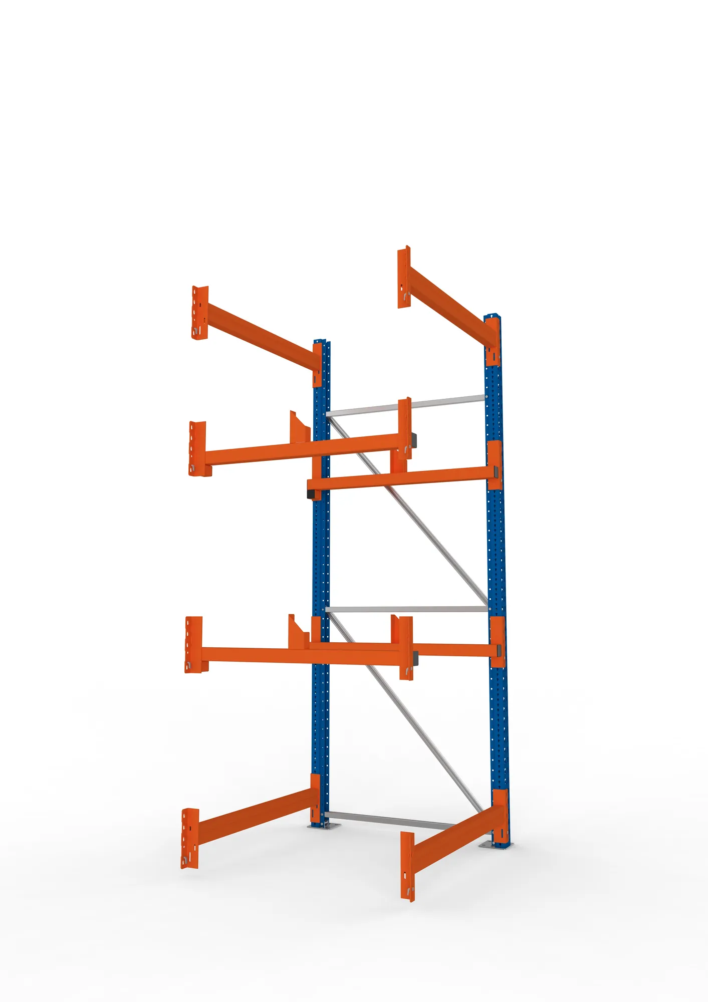 META MULTIPAL, Kabeltrommelregal, Anbauregal, 2700 x 1100 x 1100 mm, Feldlast 4000 kg, 2 Ebenen, Typ 1, RAL 5010 – Seitenansicht