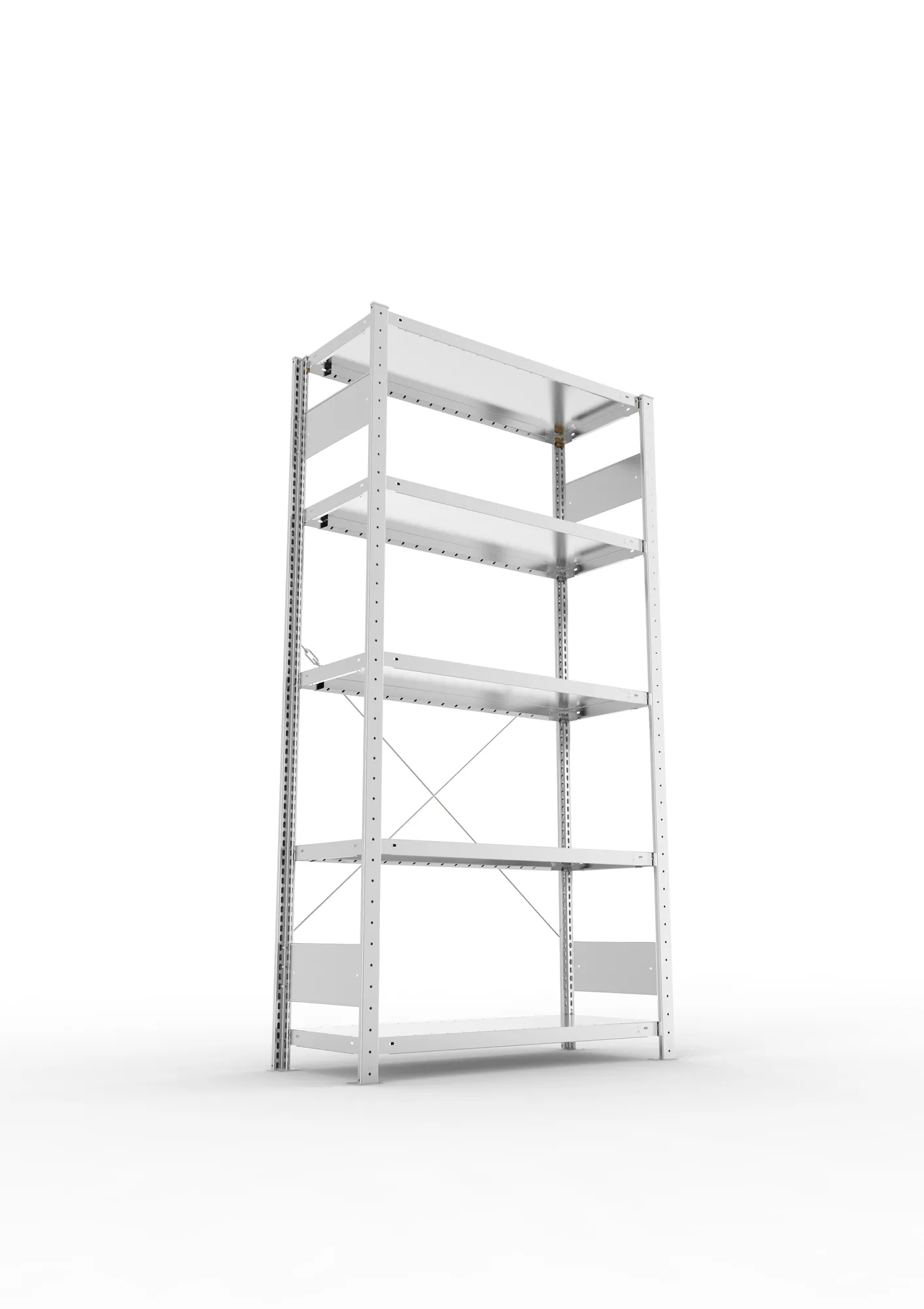 META CLIP S3, Fachbodenregal, Grundregal, 2000 x 1000 x 400 mm, Fachlast 230 kg, 5 Ebenen, verzinkt – Ansicht von unten