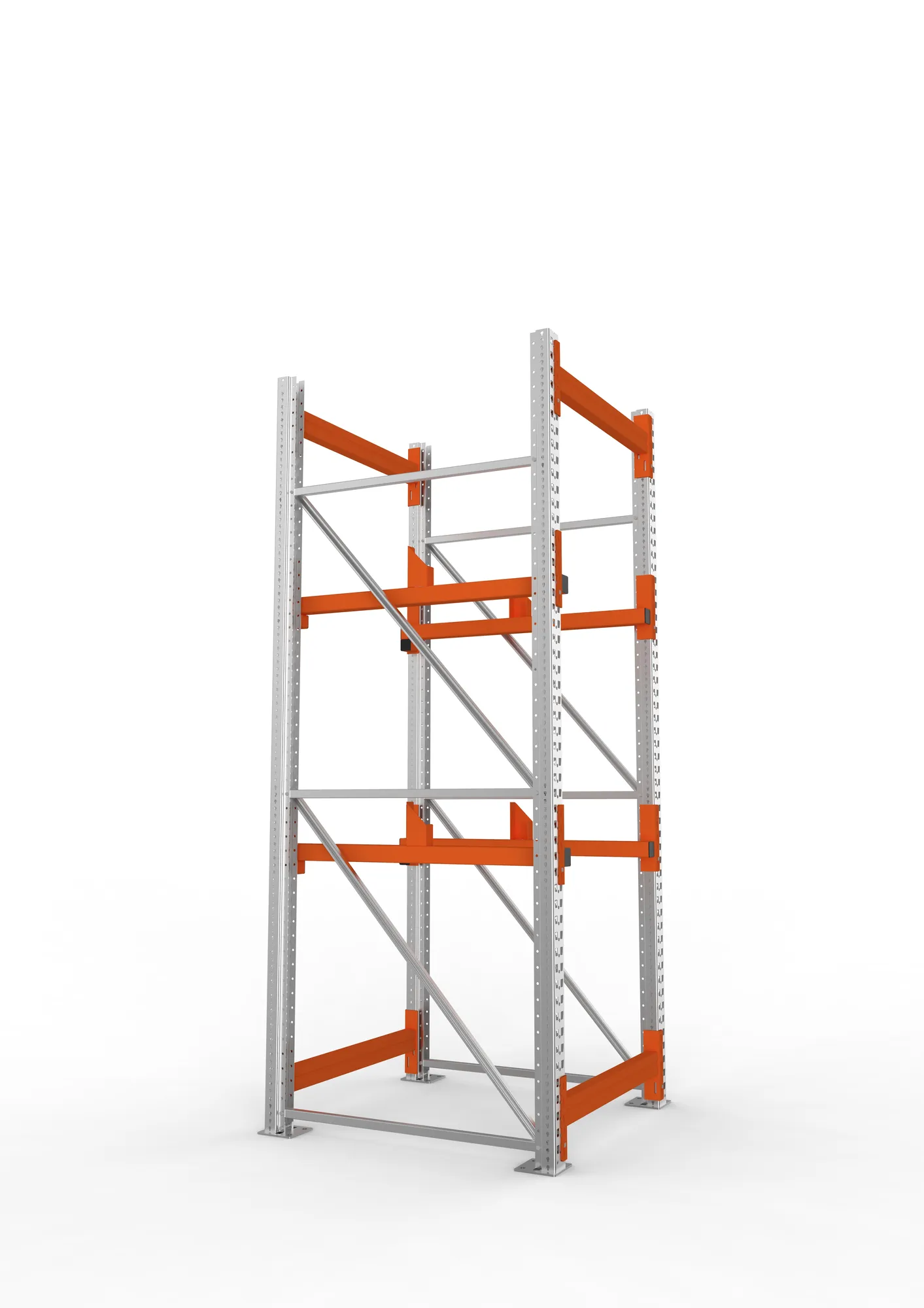 META MULTIPAL, Kabeltrommelregal, Grundregal, 2700 x 900 x 1100 mm, Feldlast 4000 kg, 2 Ebenen, Typ 1, verzinkt – Seitenansicht