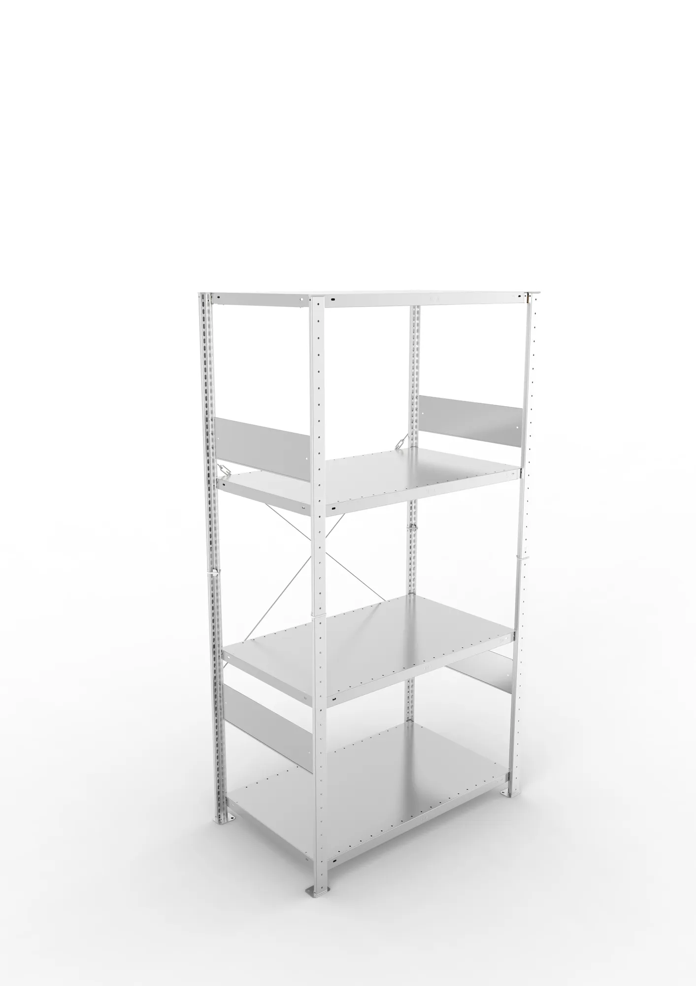 META CLIP SPLIT, Fachbodenregal, Grundregal, 2000 x 1000 x 600 mm, Fachlast 150 kg, 4 Ebenen, verzinkt – Ansicht von oben