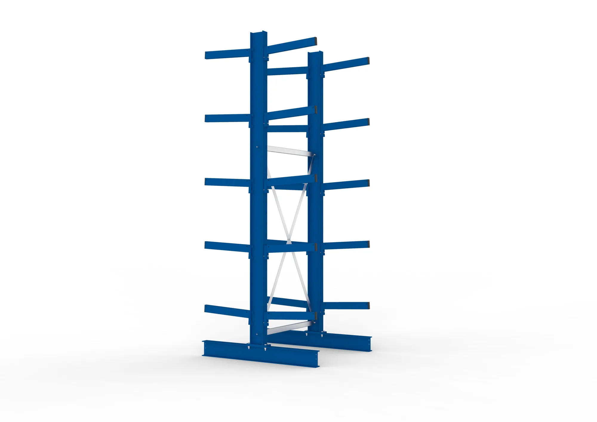 META MULTISTRONG M, Kragarmregal, Grundregal, 3000 x 1000 x 500 mm, Armlast 430 kg, doppelseitig, 5+1 Ebenen – Seitenansicht