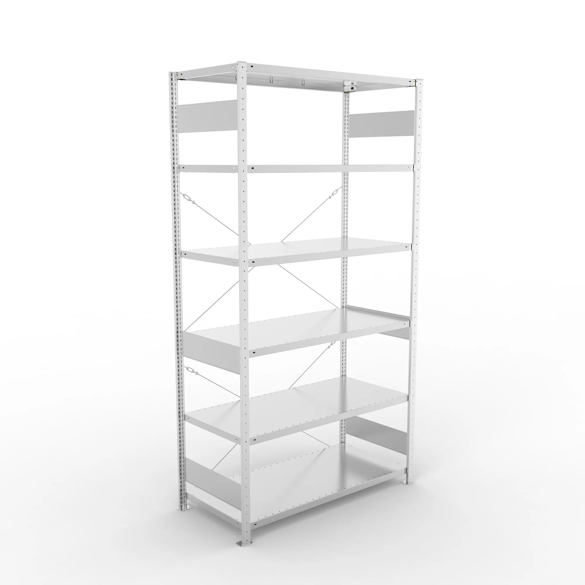 META CLIP S3, Fachbodenregal, Grundregal, 2500 x 1300 x 600 mm, Fachlast 150 kg, 6 Ebenen, verzinkt – Ansicht von oben