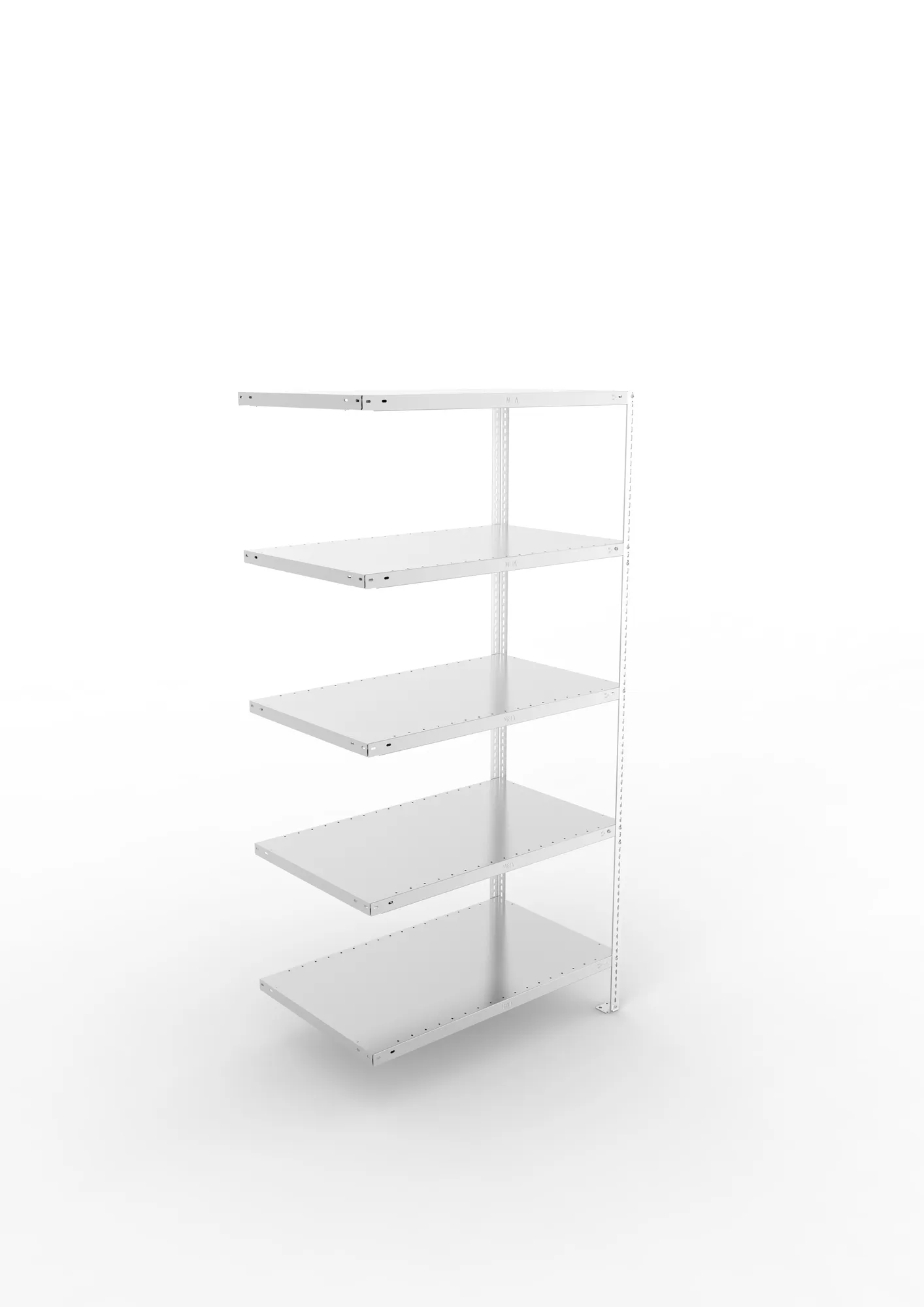 META FIX, Fachbodenregal, Anbauregal, 2000 x 1000 x 600 mm, Fachlast 150 kg, 5 Ebenen, verzinkt – Ansicht von oben