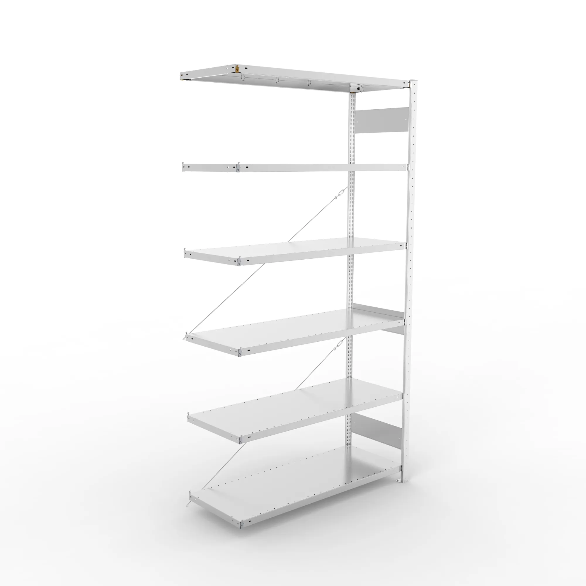 META CLIP, Fachbodenregal, Anbauregal, 2500 x 1300 x 500 mm, Fachlast 230 kg, 6 Ebenen, verzinkt – Ansicht von oben