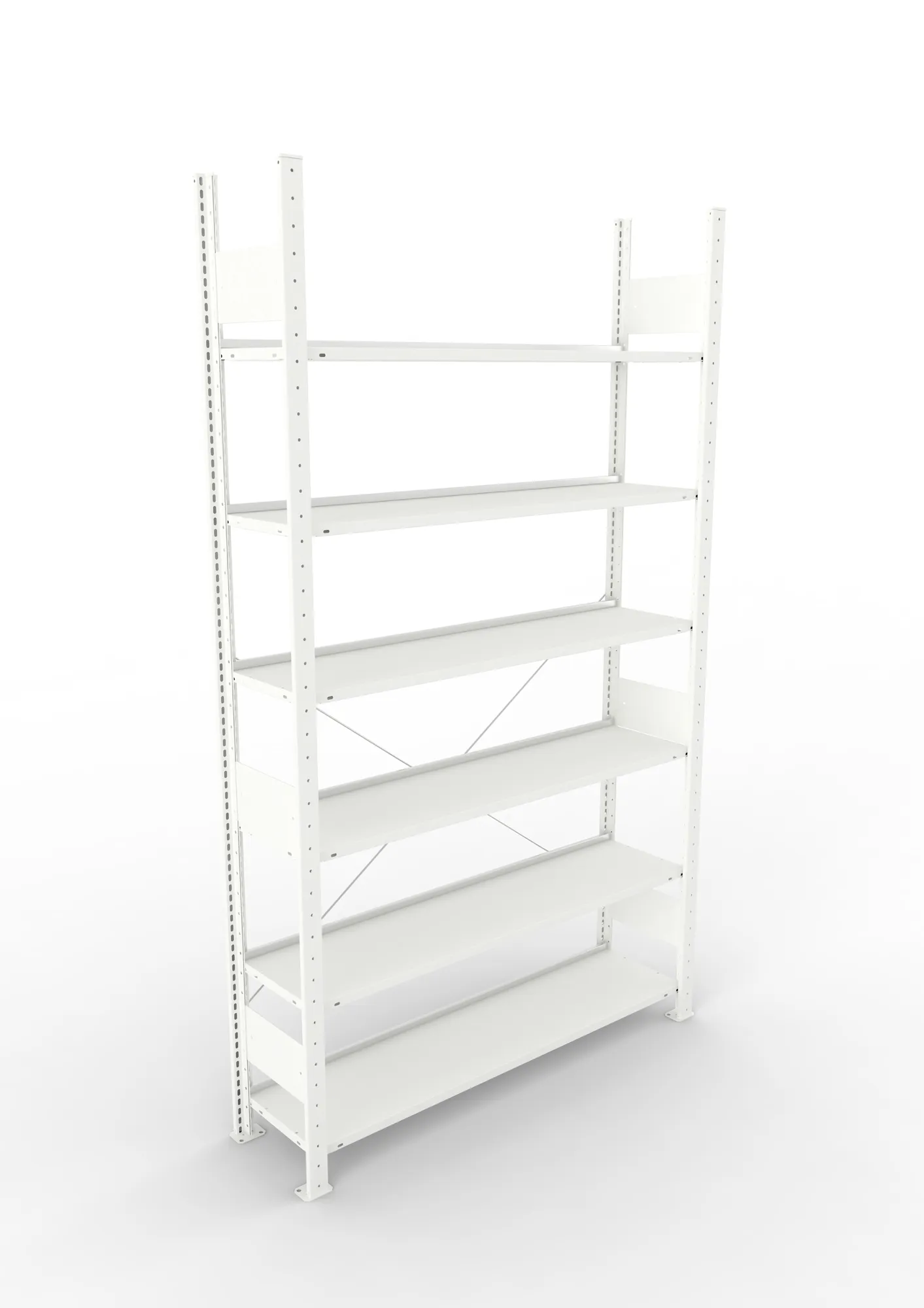 META CLIP COMPACT, Büro-Steckregal, Grundregal, 2200 x 1250 x 300 mm, Fachlast 80 kg, 6+0 Ebenen, RAL 7035 – Ansicht von oben