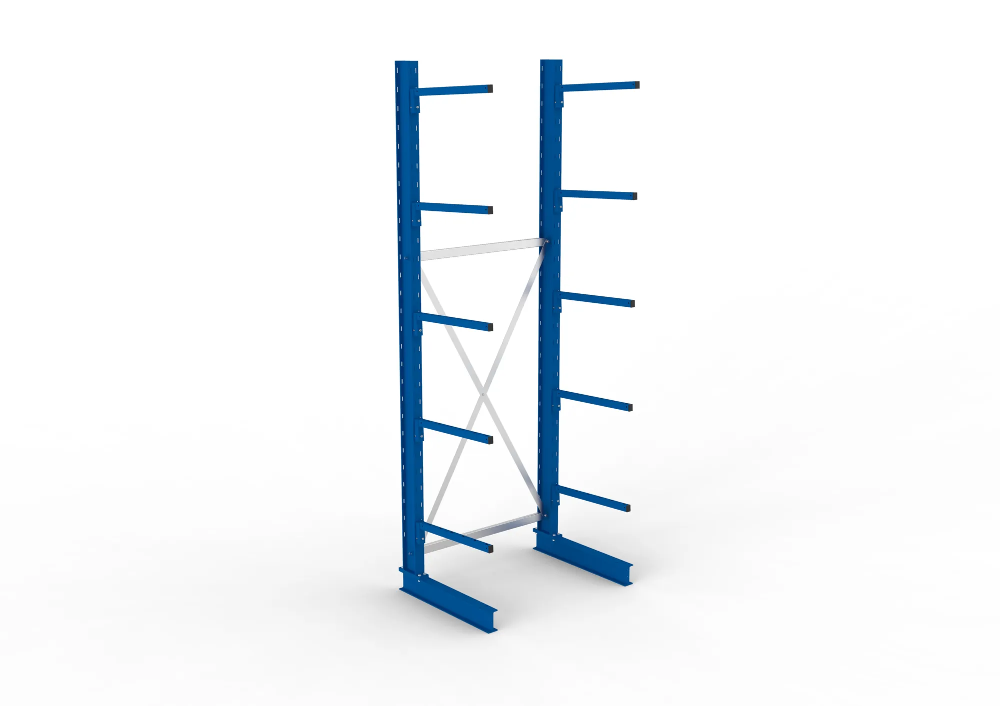 META MULTISTRONG L, Kragarmregal, Grundregal, 3000 x 1000 x 600 mm, Armlast 140 kg, einseitig, 5+1 Ebenen – Ansicht von oben
