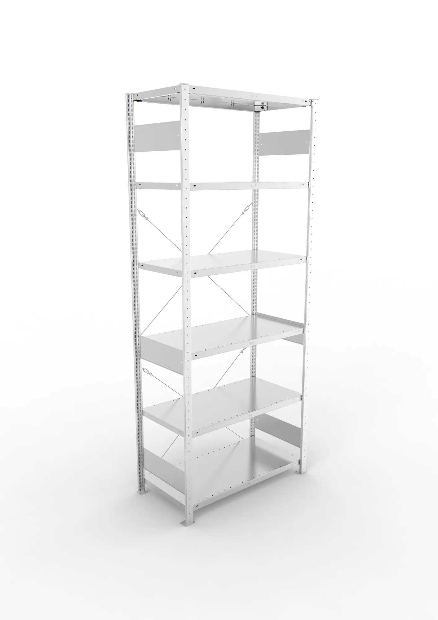 META CLIP S3, Fachbodenregal, Grundregal, 2500 x 1000 x 500 mm, Fachlast 150 kg, 6 Ebenen, verzinkt – Ansicht von oben