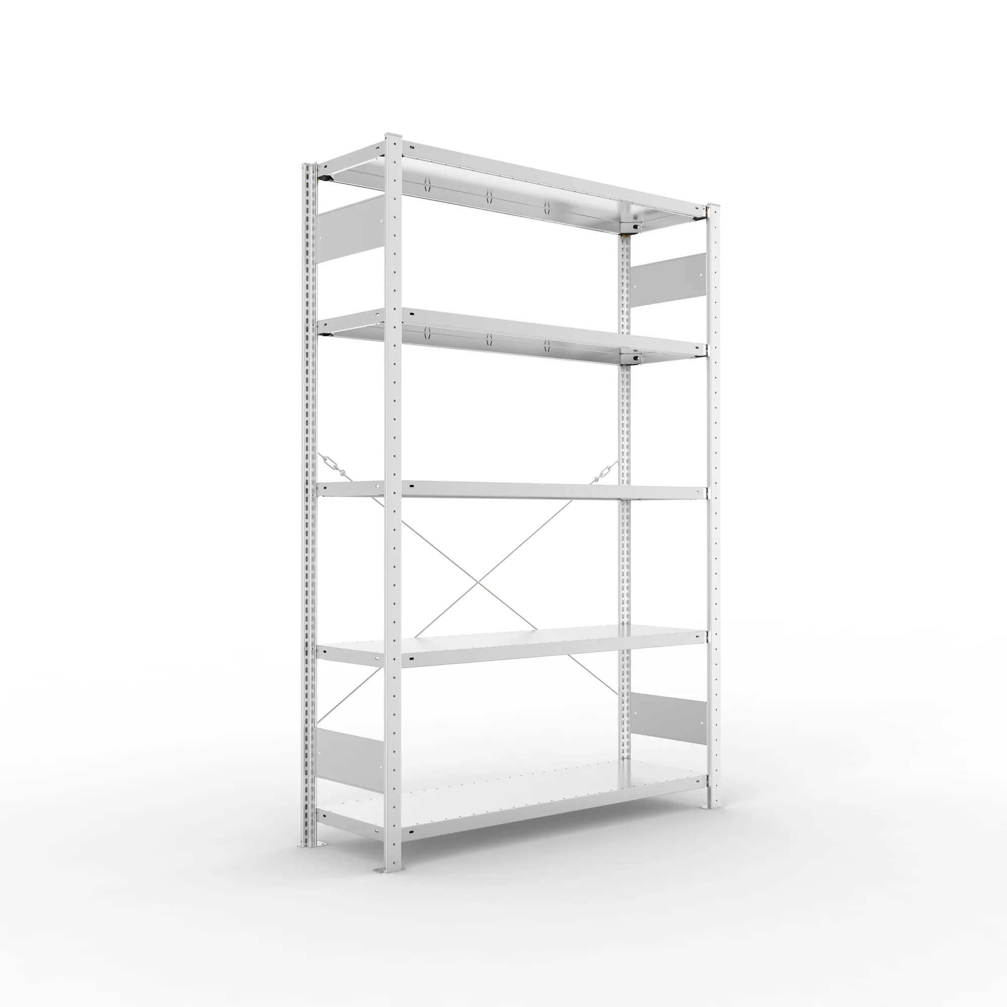 META CLIP, Fachbodenregal, Grundregal, 2000 x 1300 x 400 mm, Fachlast 230 kg, 5 Ebenen, verzinkt – Ansicht in Blickhöhe