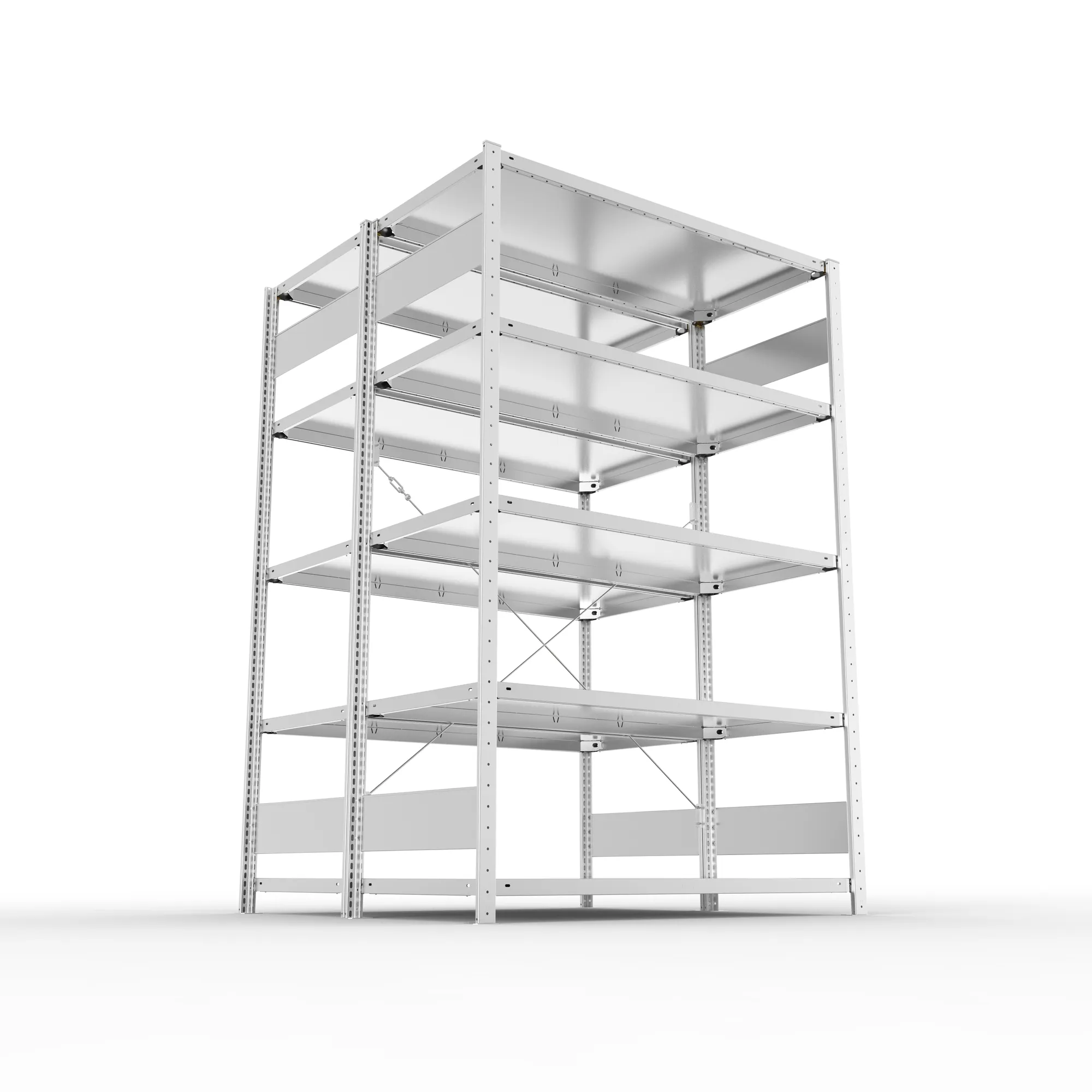META CLIP S3, Fachbodenregal, Doppel-Grundregal, 2000 x 1300 x 600 mm, Fachlast 150 kg, 5 Ebenen, verzinkt – Ansicht von unten