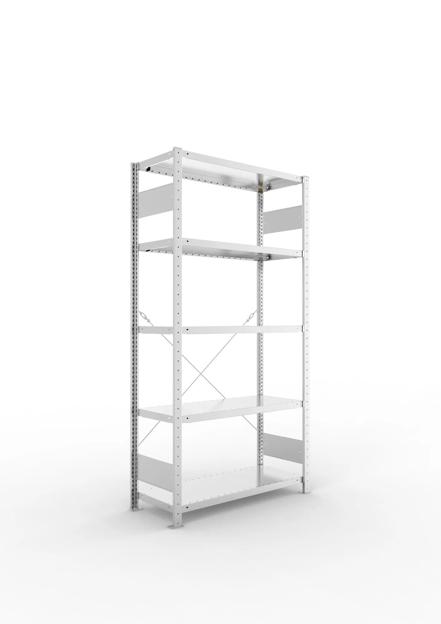 META CLIP S3, Fachbodenregal, Grundregal, 2000 x 1000 x 400 mm, Fachlast 230 kg, 5 Ebenen, verzinkt – Ansicht in Blickhöhe