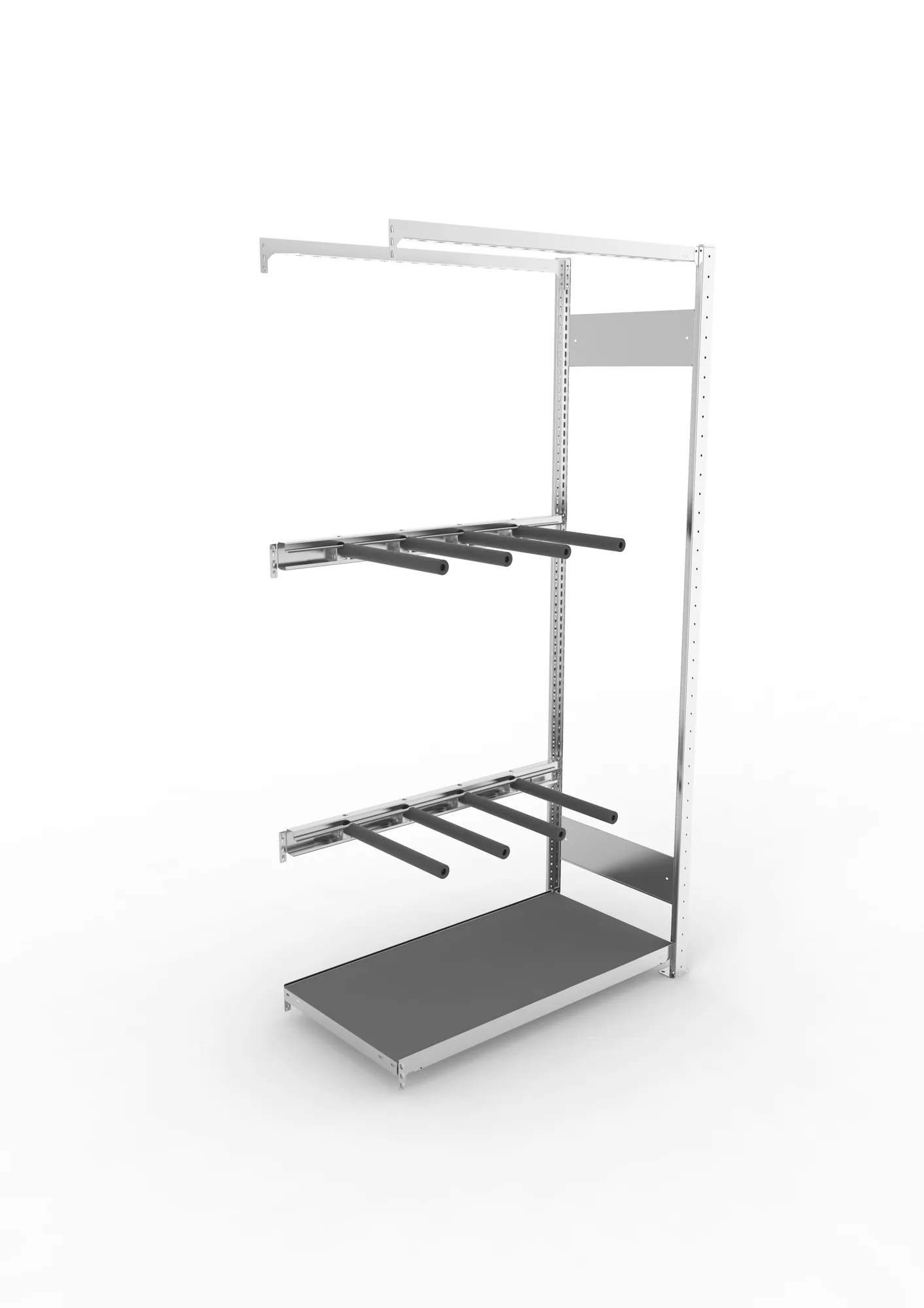 META CLIP, Abgasanlagenregal, Anbauregal, 2000 x 1000 x 500 mm, stehende Lagerung, verzinkt – Ansicht von oben