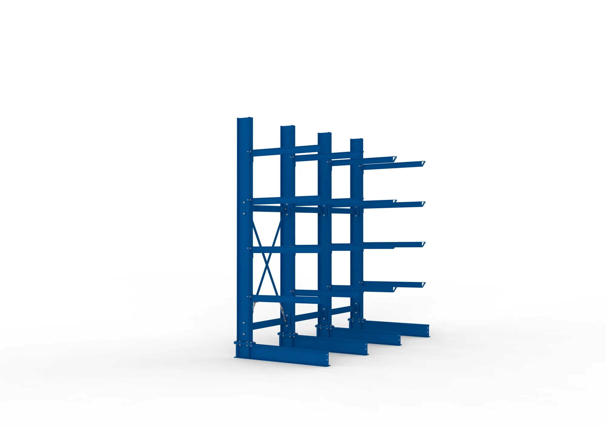META MULTISTRONG H, Kragarmregal, 3 Felder, 3000 x 3000 x 1000 mm, Armlast 505 kg, einseitig, 4+1 Ebenen – Seitenansicht