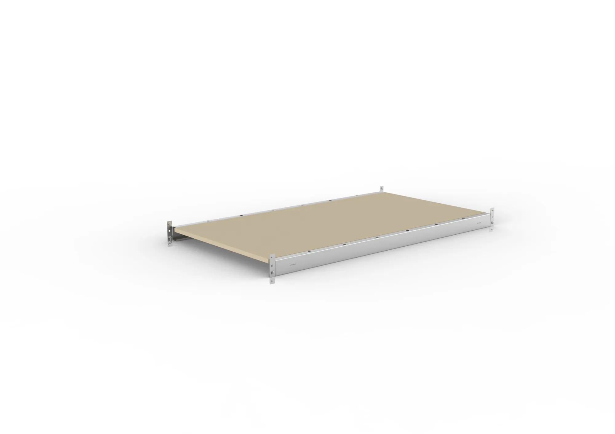 META MINI-RACK, Zusatzboden Spanplatte, 1400 x 800 mm, verzinkt – Ansicht in Blickhöhe