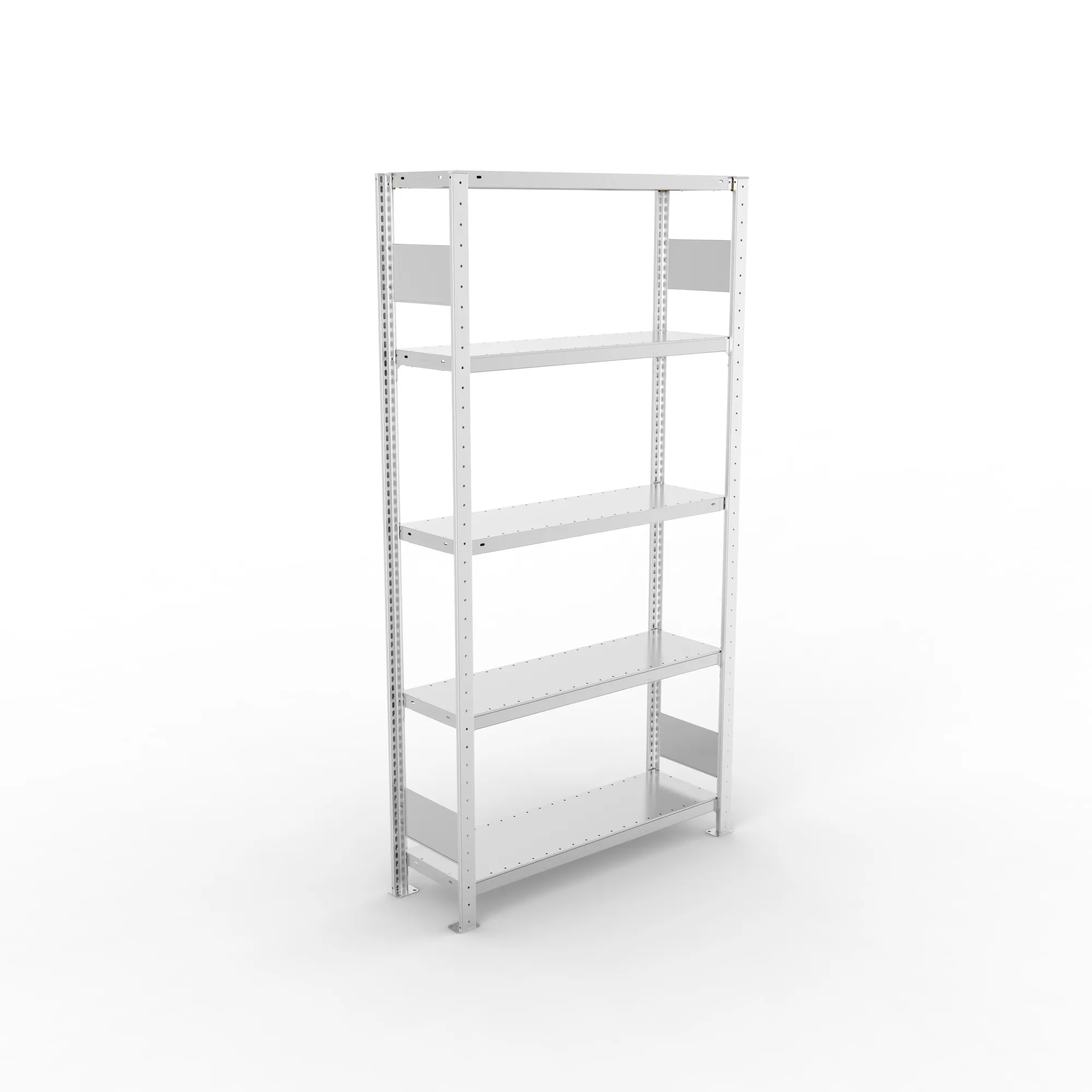 META CLIP S3, Fachbodenregal, Grundregal, 2000 x 1000 x 300 mm, Fachlast 230 kg, 5 Ebenen, Längsriegel, verzinkt – Ansicht von oben