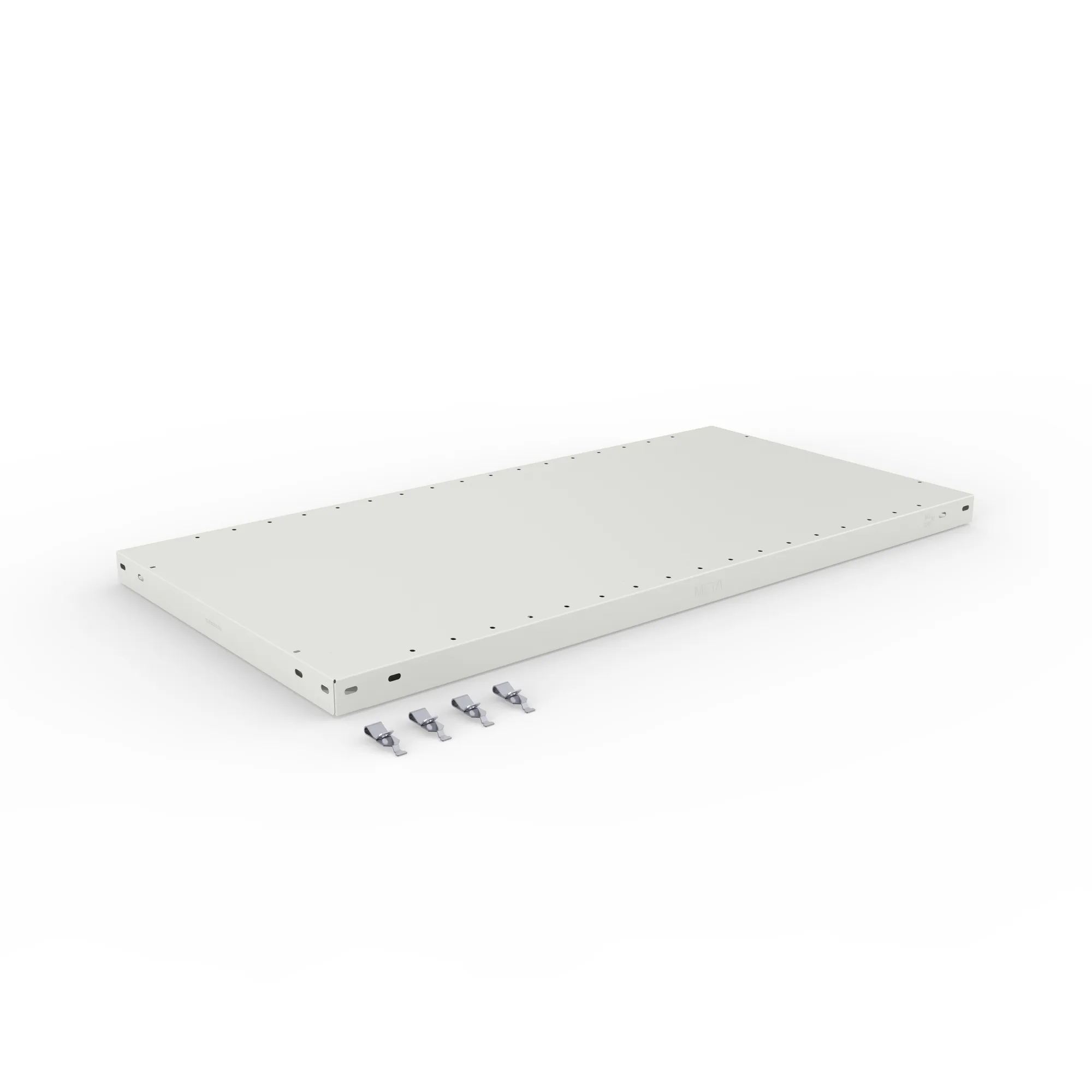 META CLIP, Zusatz-Fachboden, 1000 x 500 mm, 330 kg, RAL 7035 – Ansicht in Blickhöhe