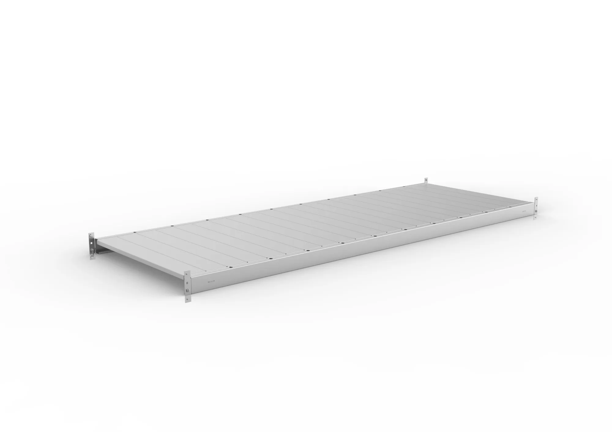 META MINI-RACK, Zusatzboden Stahlpaneele, 2200 x 800 mm, verzinkt – Ansicht in Blickhöhe