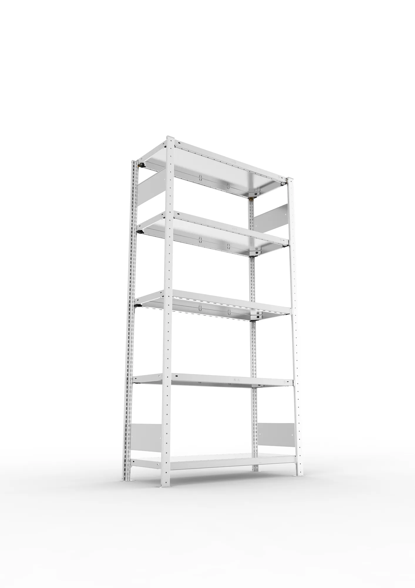 META CLIP S3, Fachbodenregal, Grundregal, 2000 x 1000 x 400 mm, Fachlast 150 kg, 5 Ebenen, Längsriegel, verzinkt – Ansicht von unten