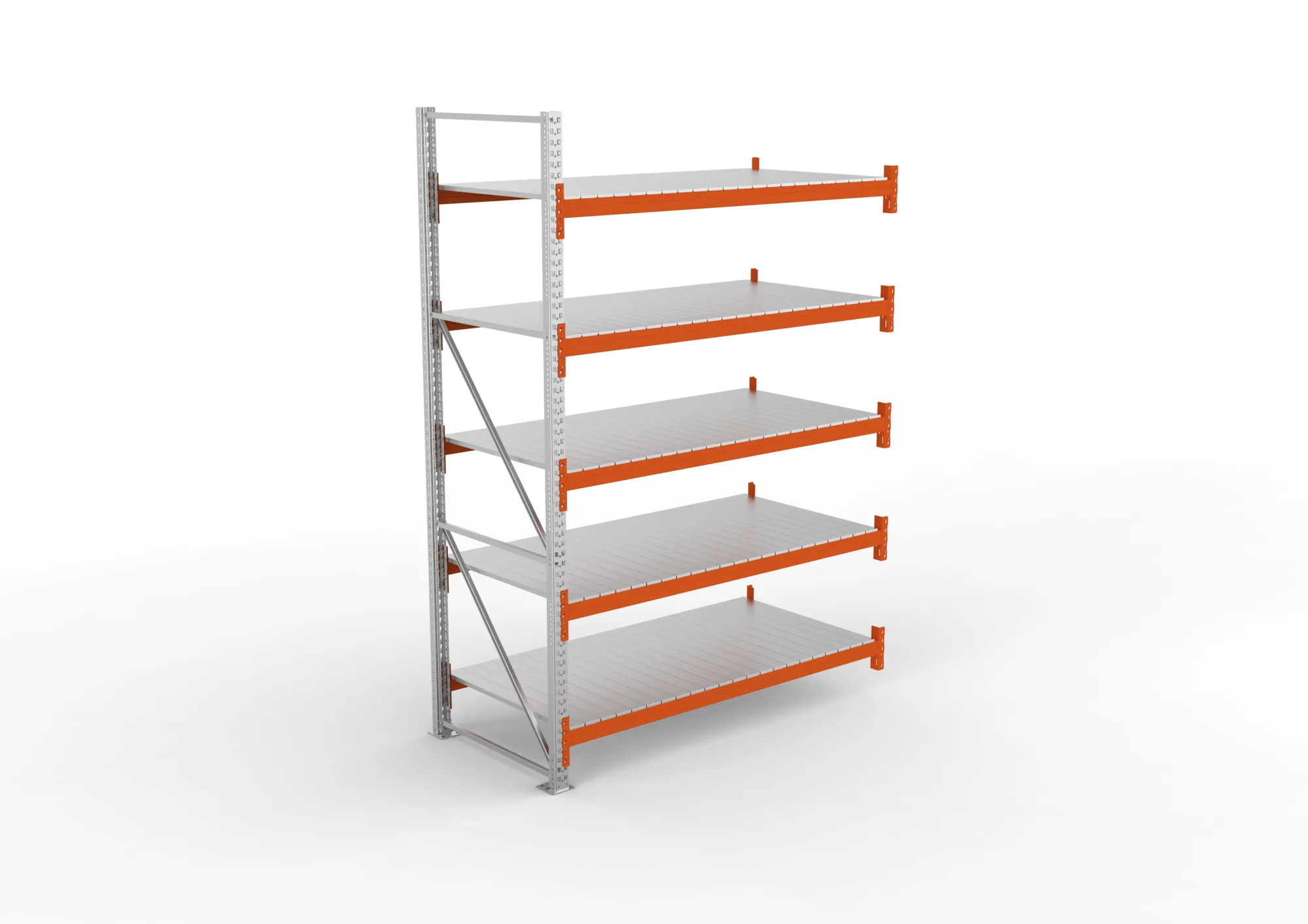 META MULTIPAL, Großfachregal, Anbauregal, 3300 x 2225 x 1100 mm, Fachlast 1700 kg, 5 Ebenen, Stahlpaneele, verzinkt – Ansicht von oben