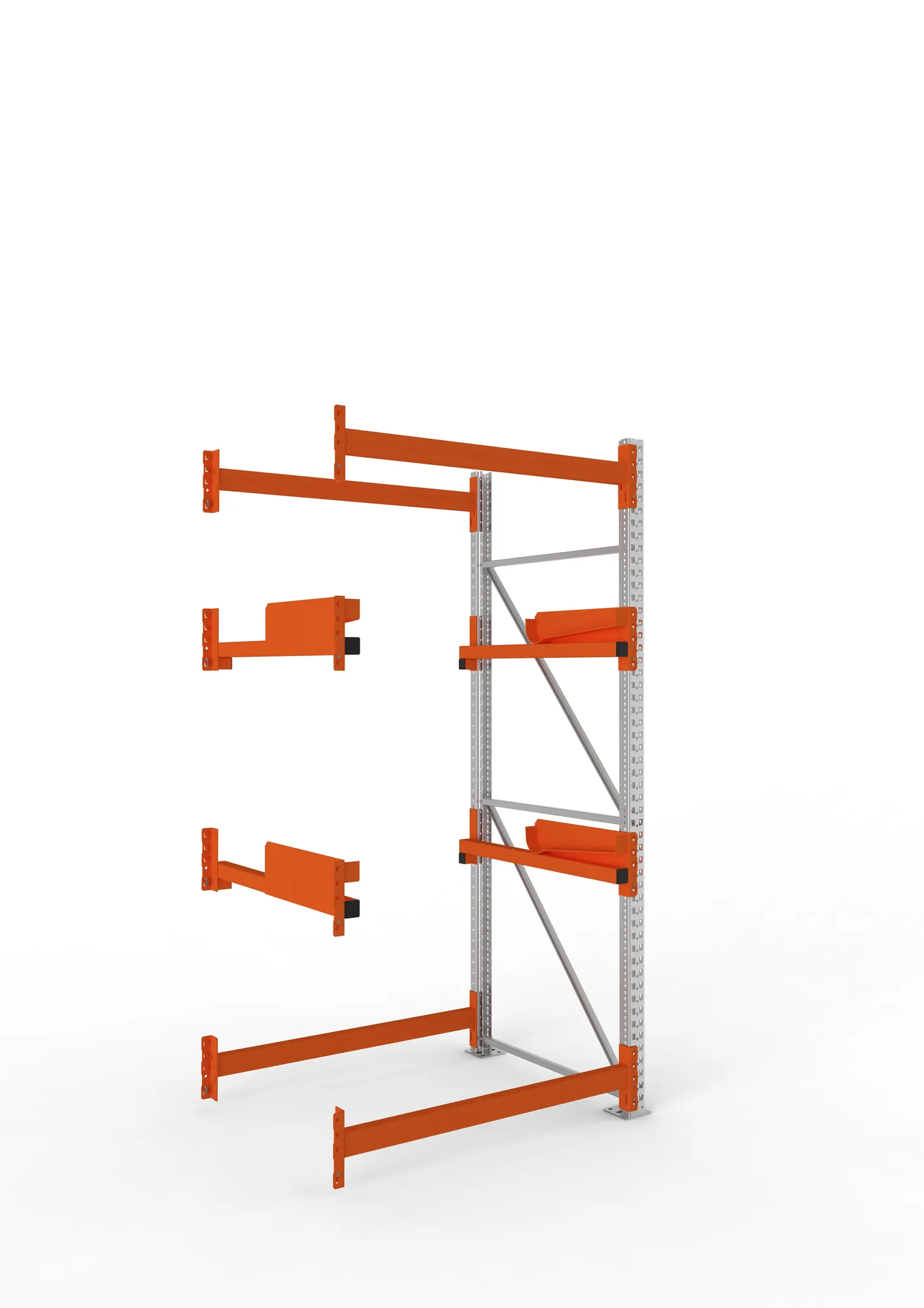 META MULTIPAL, Kabeltrommelregal, Anbauregal, 2700 x 1300 x 1100 mm, Feldlast 4000 kg, 2 Ebenen, Typ 2, verzinkt – Ansicht in Blickhöhe