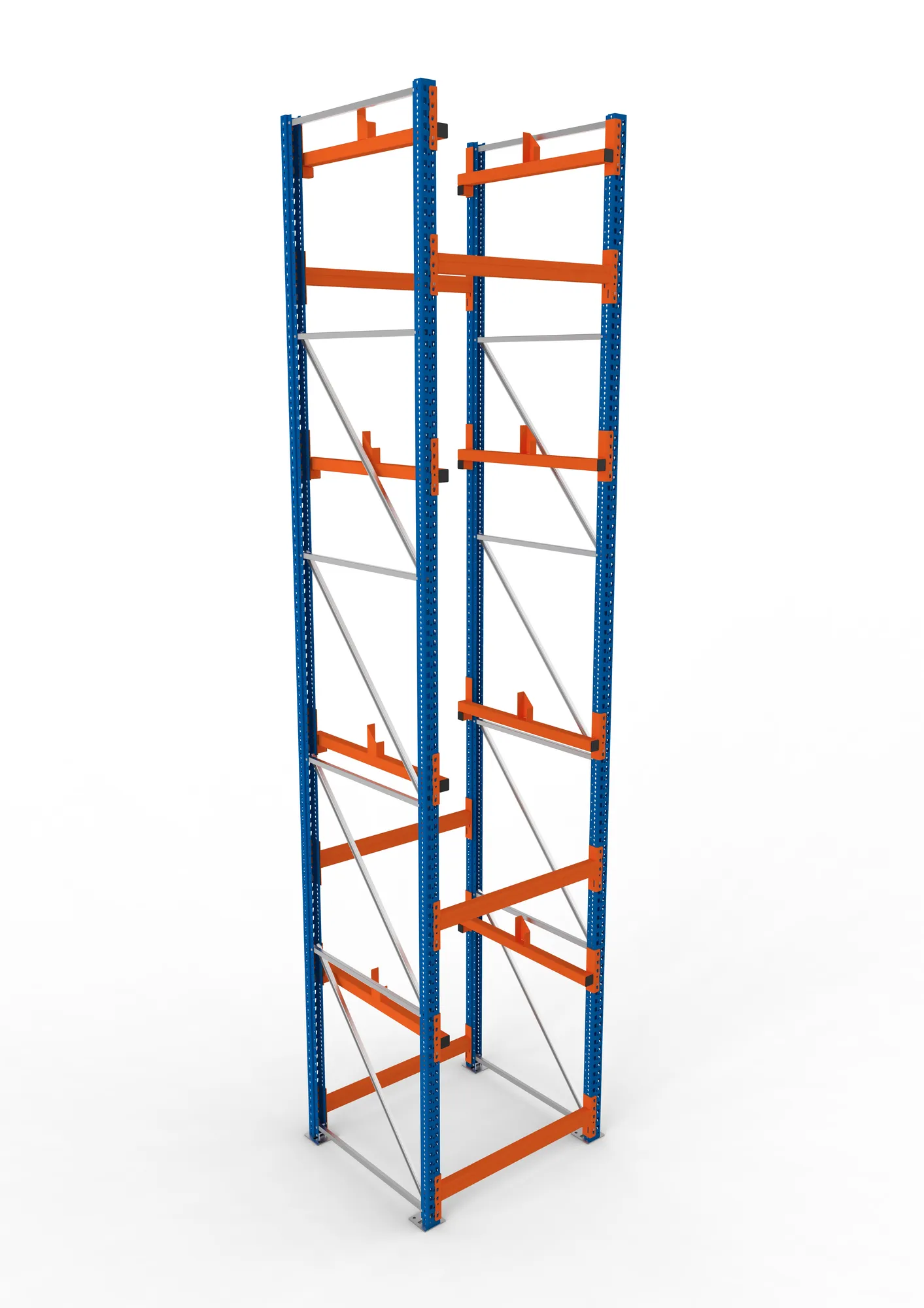 META MULTIPAL, Kabeltrommelregal, Grundregal, 5500 x 1100 x 1100 mm, Feldlast 5500 kg, 2 Ebenen, Typ 1, RAL 5010 – Ansicht von oben
