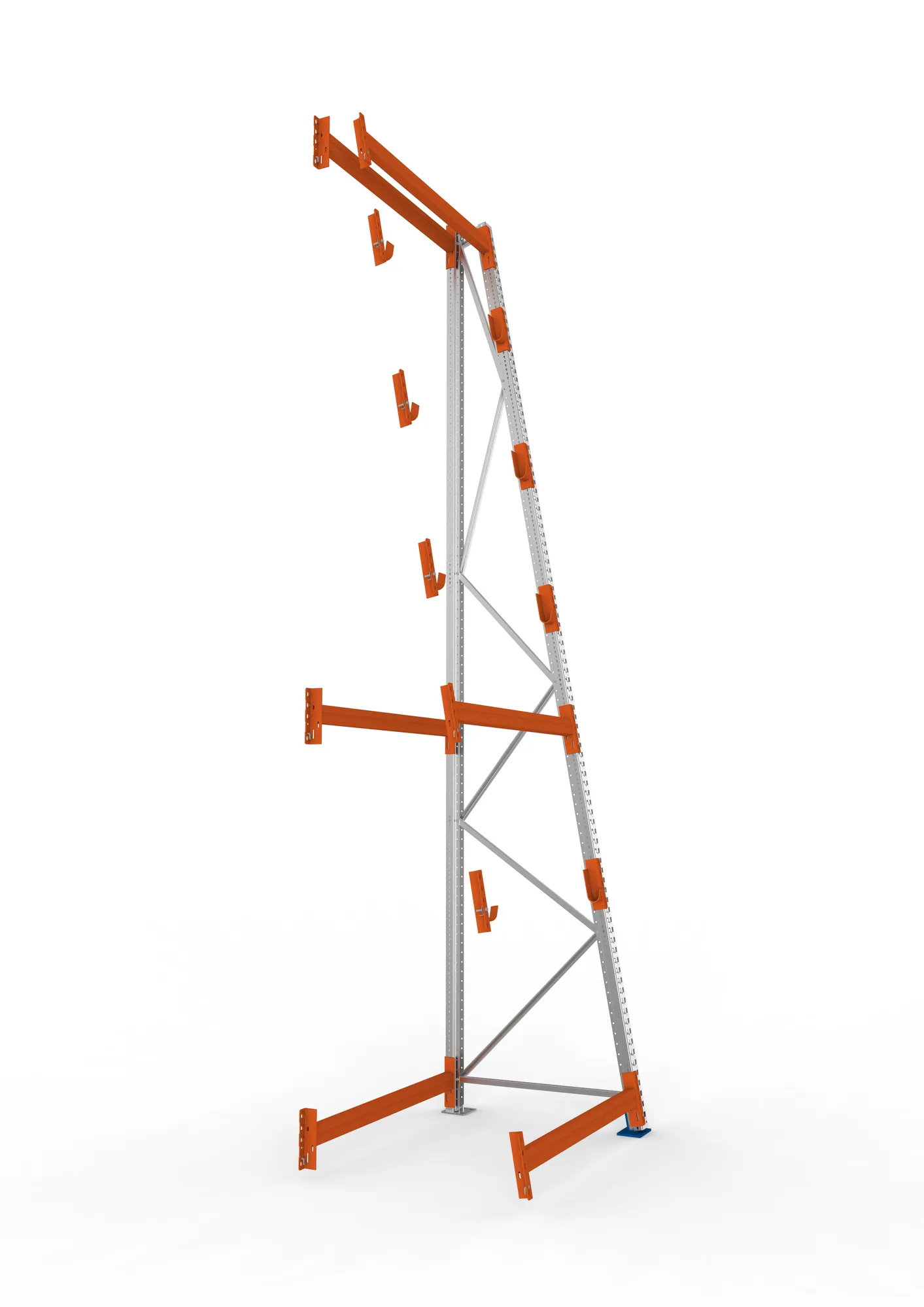 META MULTIPAL, Kabeltrommelregal, Anbauregal, 4900 x 1300 x 1100 mm, Feldlast 3000 kg, 4 Ebenen, Typ 3/A-Ständer, verzinkt – Seitenansicht