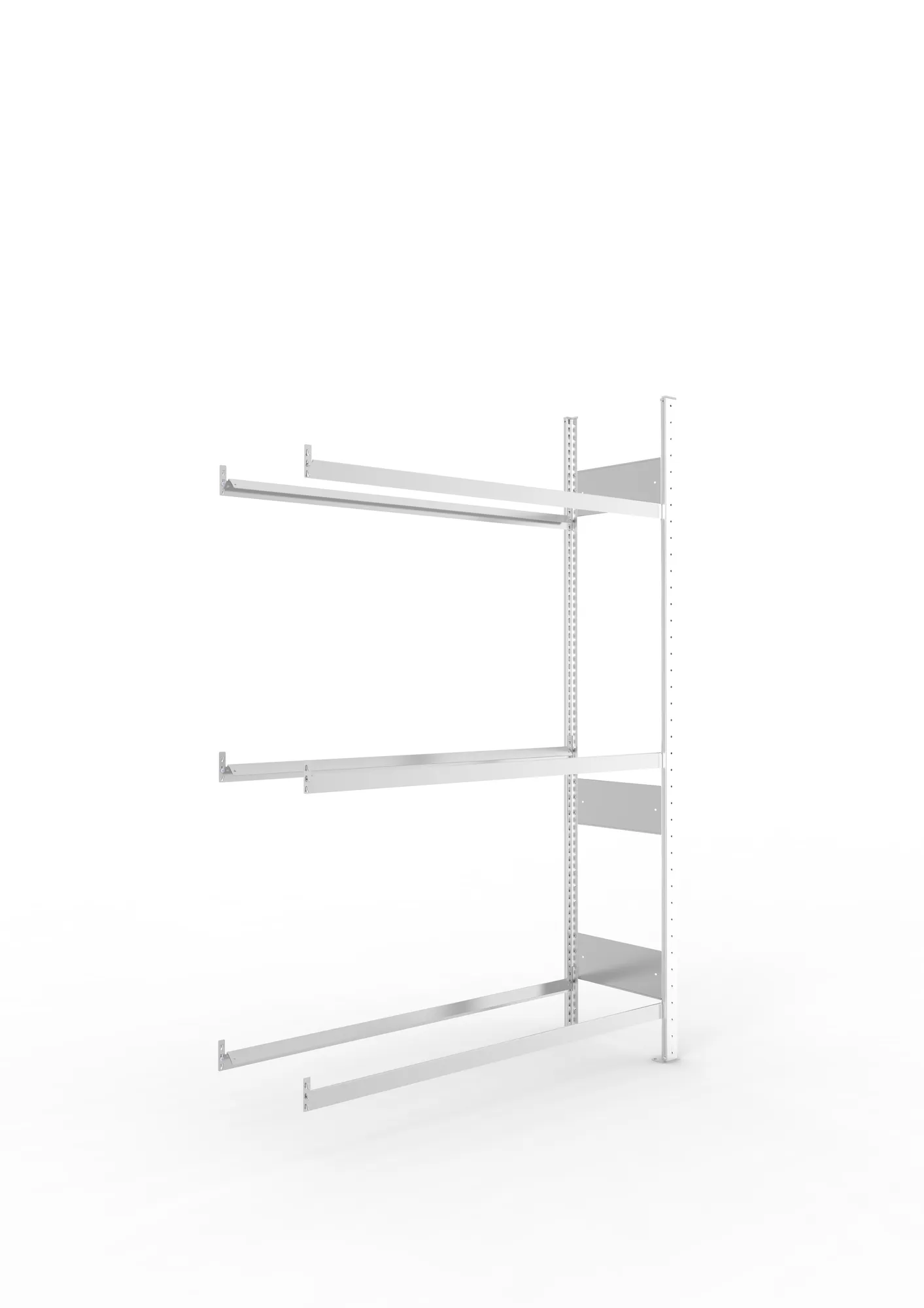 META CLIP S3, Reifenregal, Anbauregal, 2000 x 1300 x 400 mm, Fachlast 150 kg, 3 Ebenen, verzinkt – Ansicht in Blickhöhe