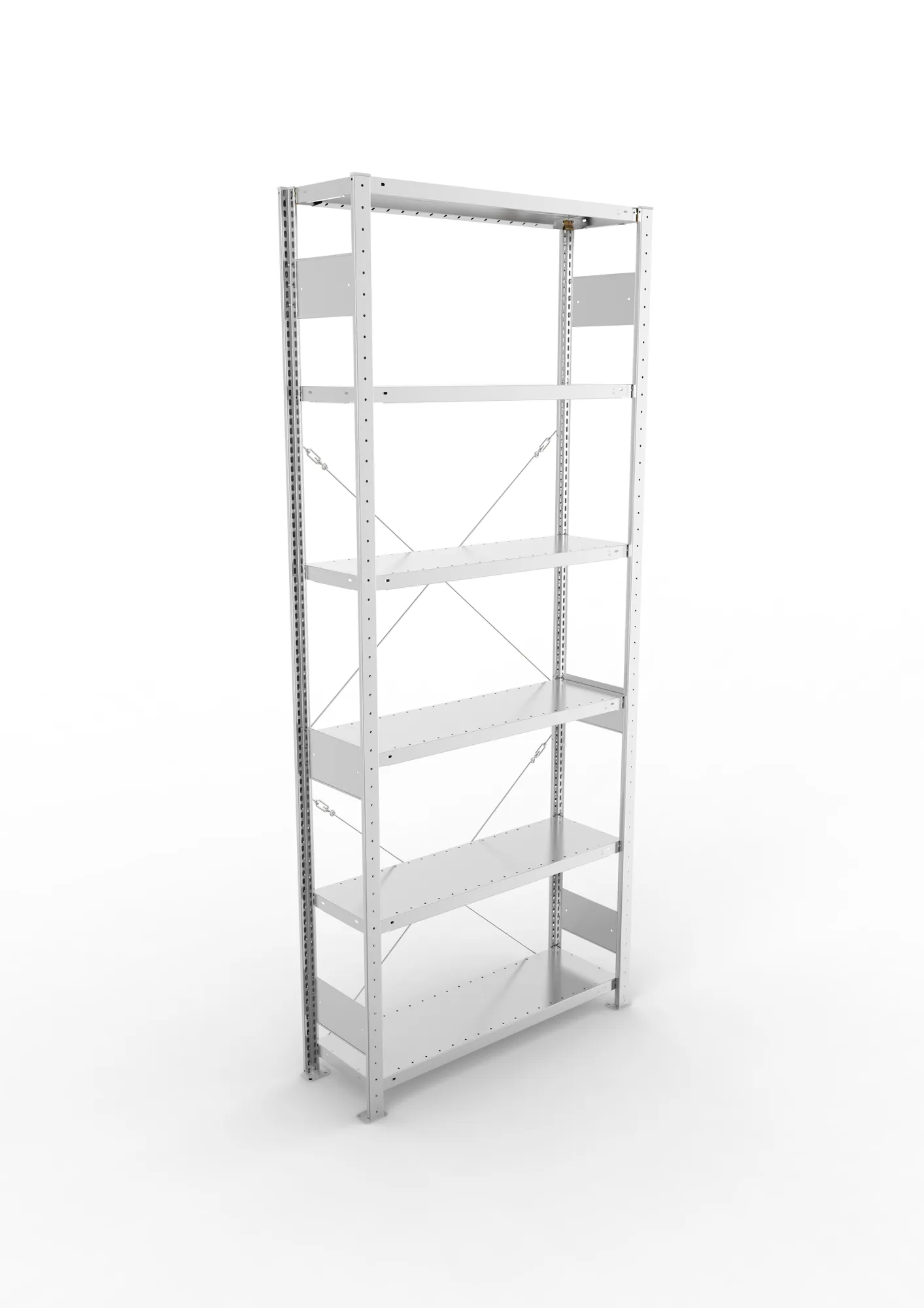 META CLIP S3, Fachbodenregal, Grundregal, 2500 x 1000 x 300 mm, Fachlast 230 kg, 6 Ebenen, verzinkt – Ansicht von oben