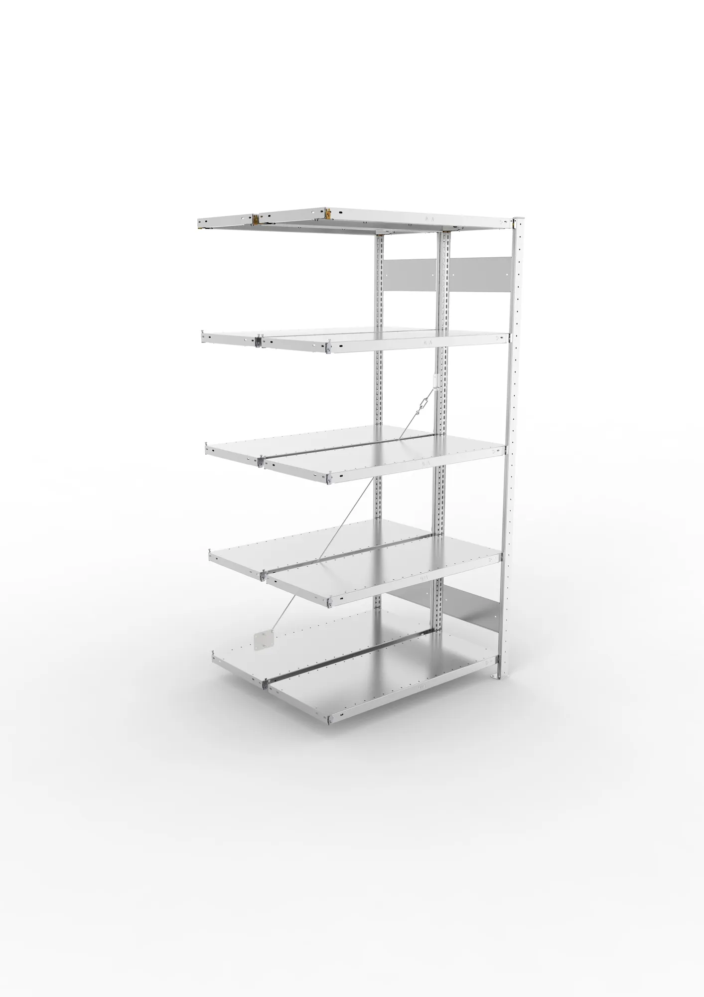 META CLIP, Fachbodenregal, Doppel-Anbauregal, 2000 x 1000 x 400 mm, Fachlast 150 kg, 5 Ebenen, verzinkt – Ansicht von oben