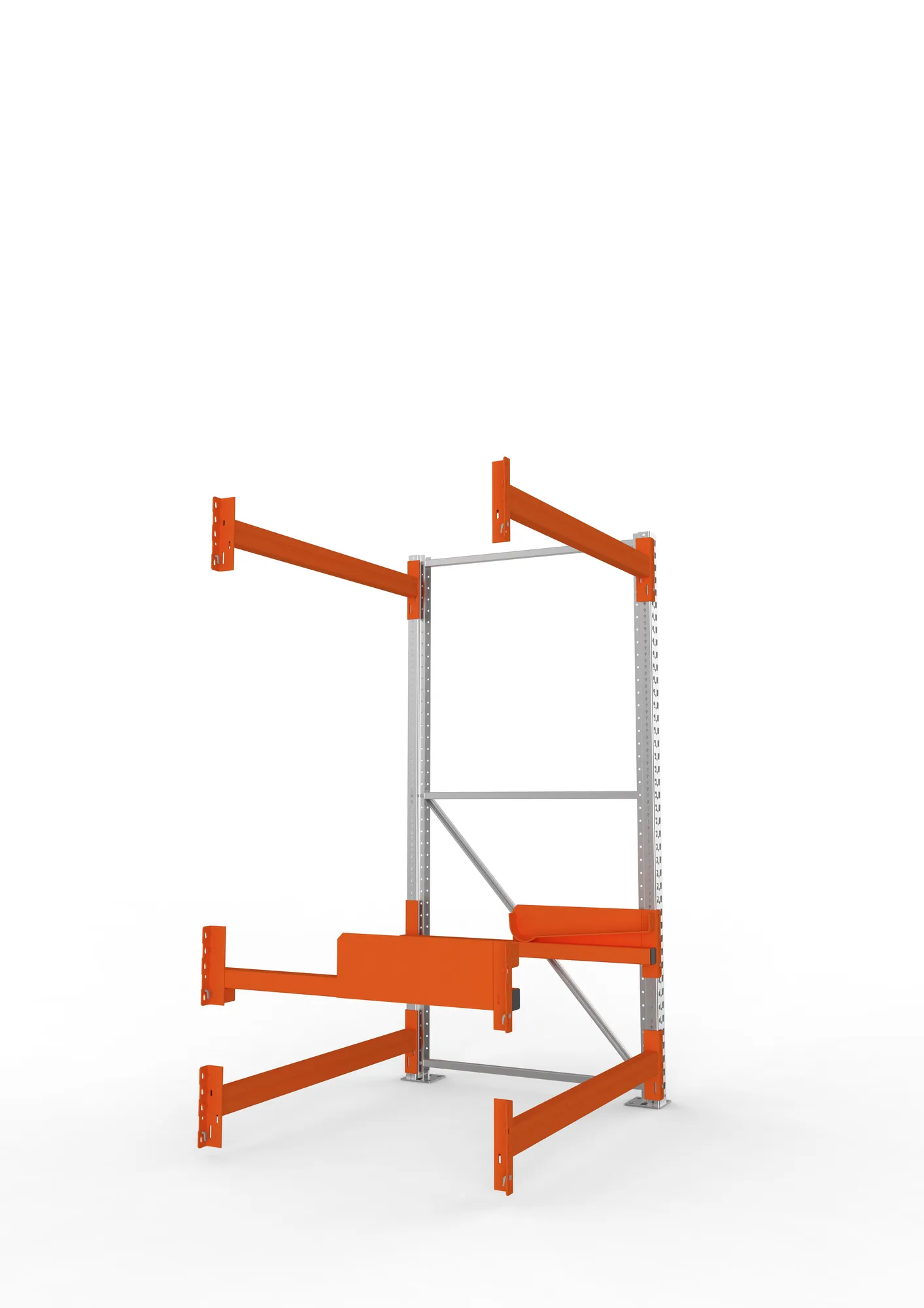 META MULTIPAL, Kabeltrommelregal, Anbauregal, 2200 x 1300 x 1100 mm, Feldlast 4000 kg, 2 Ebenen, Typ 2, verzinkt – Seitenansicht